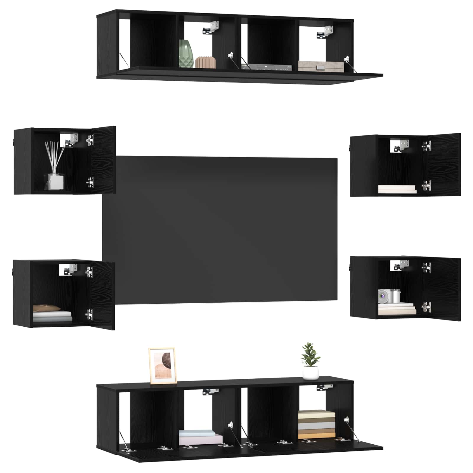 Ensemble meuble TV 8 pcs 120 x 30 x 30 cm Chêne noir - XIOS
