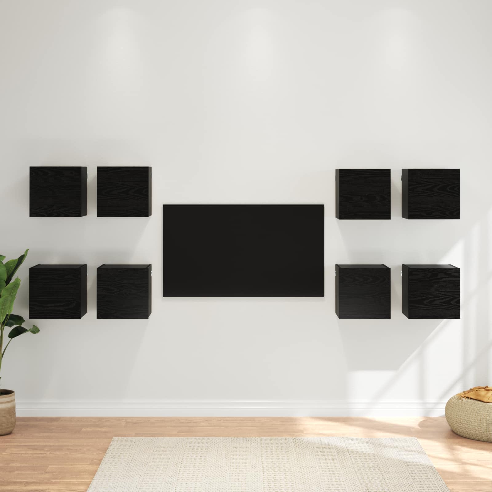 Meuble TV mural 8 pcs Chêne noir 30,5 x 30 x 30 cm - XIOS