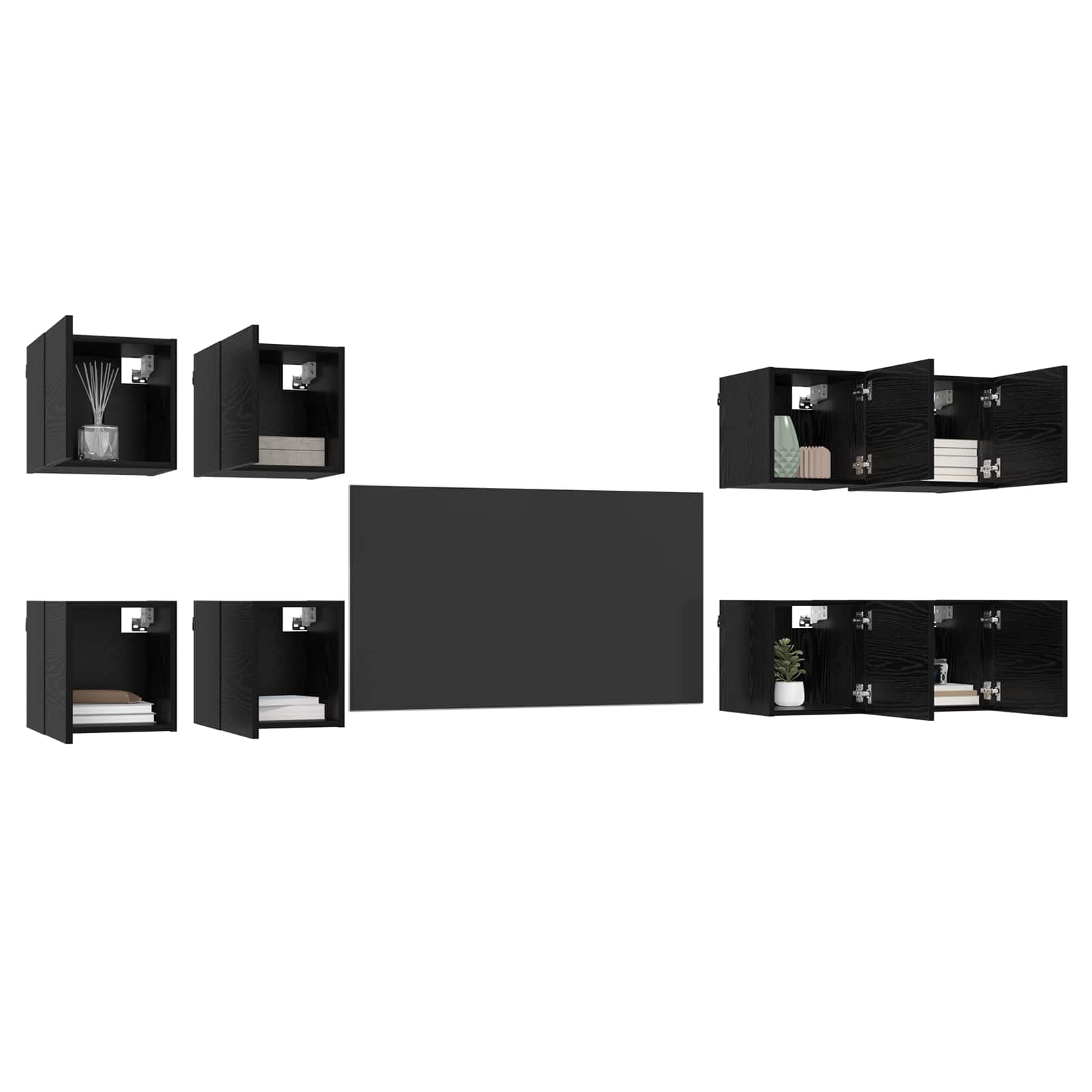 Meuble TV mural 8 pcs Chêne noir 30,5 x 30 x 30 cm - XIOS