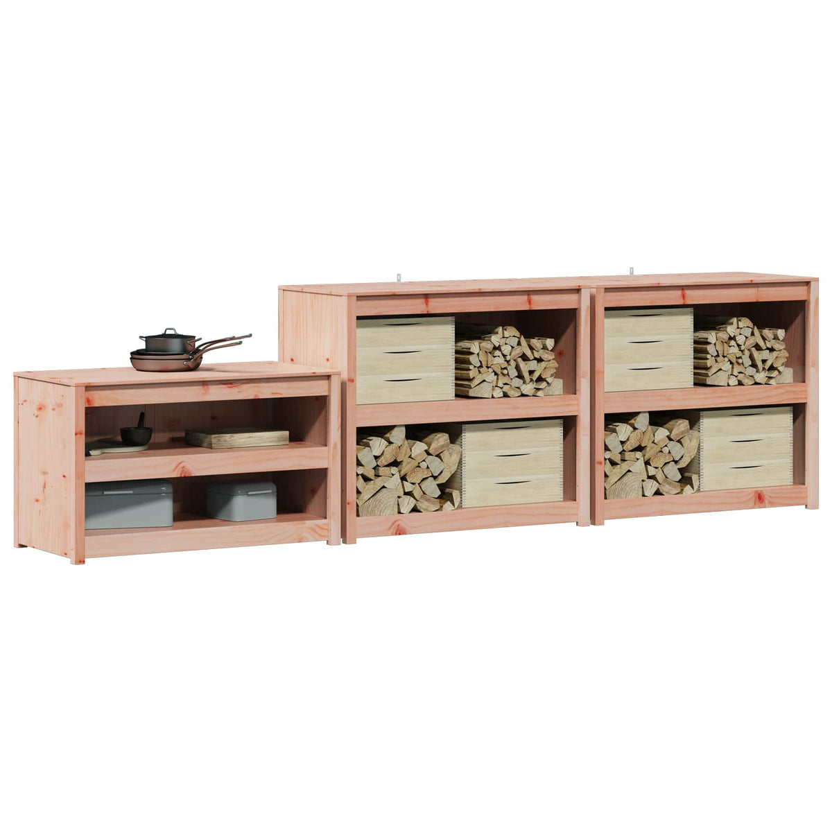Meuble de cuisine d'extérieur MEPPEL 3 pc Blanc