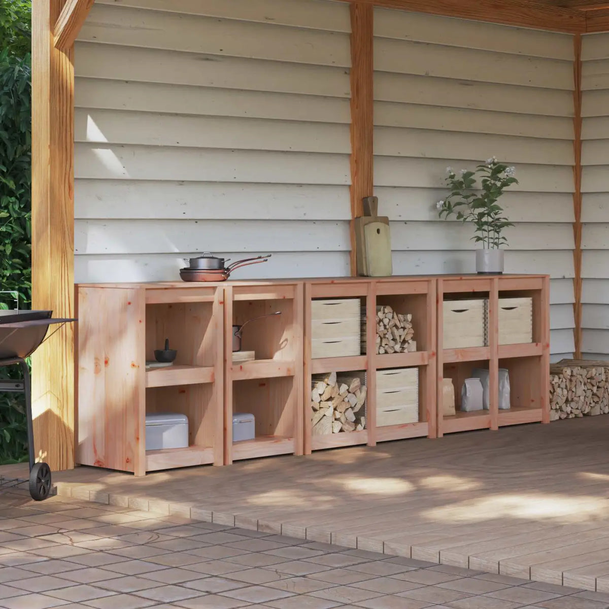 Meuble de cuisine d’extérieur MEPPEL 4 pc Douglas Naturel - XIOS