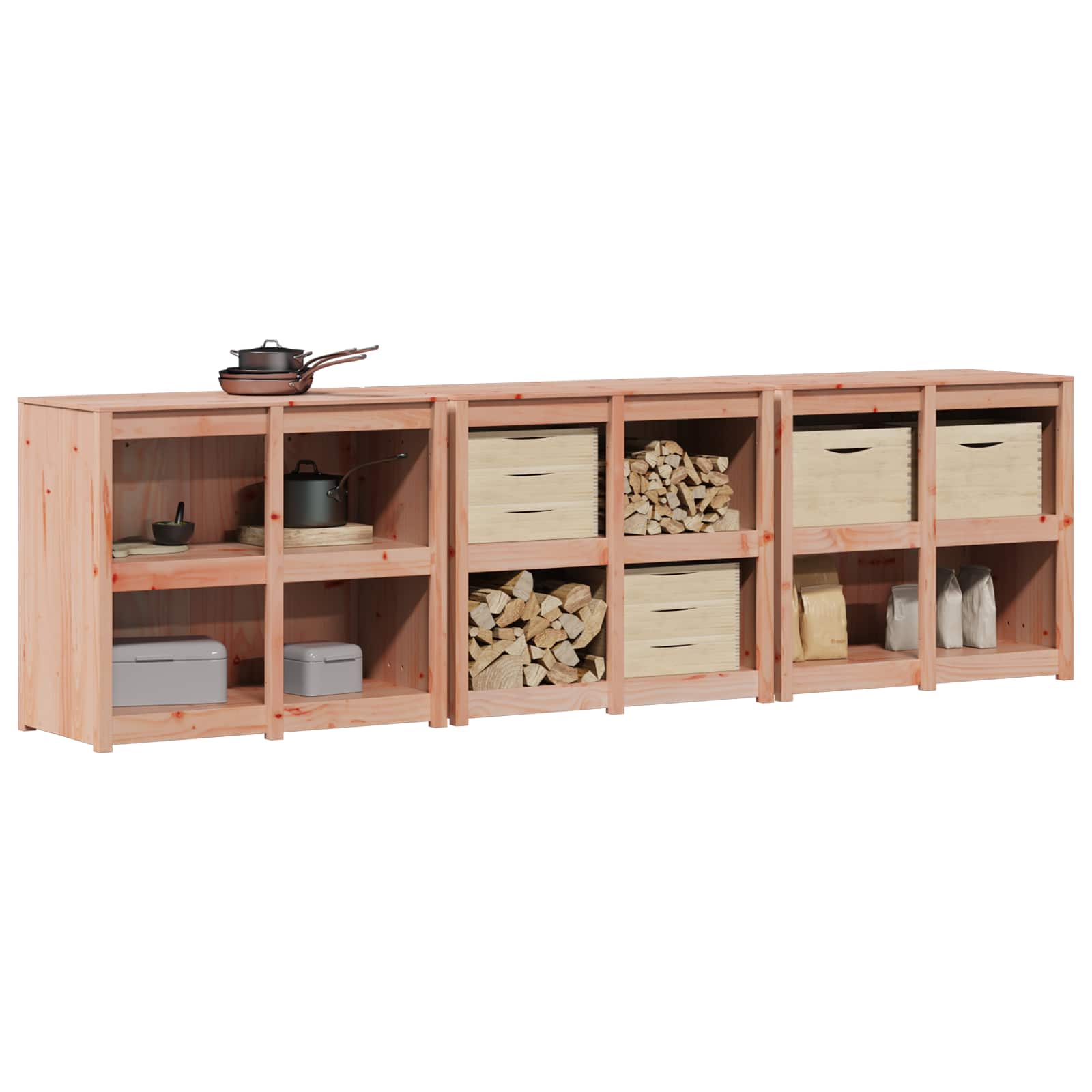 Meuble de cuisine d'extérieur MEPPEL 3 pc Douglas Naturel