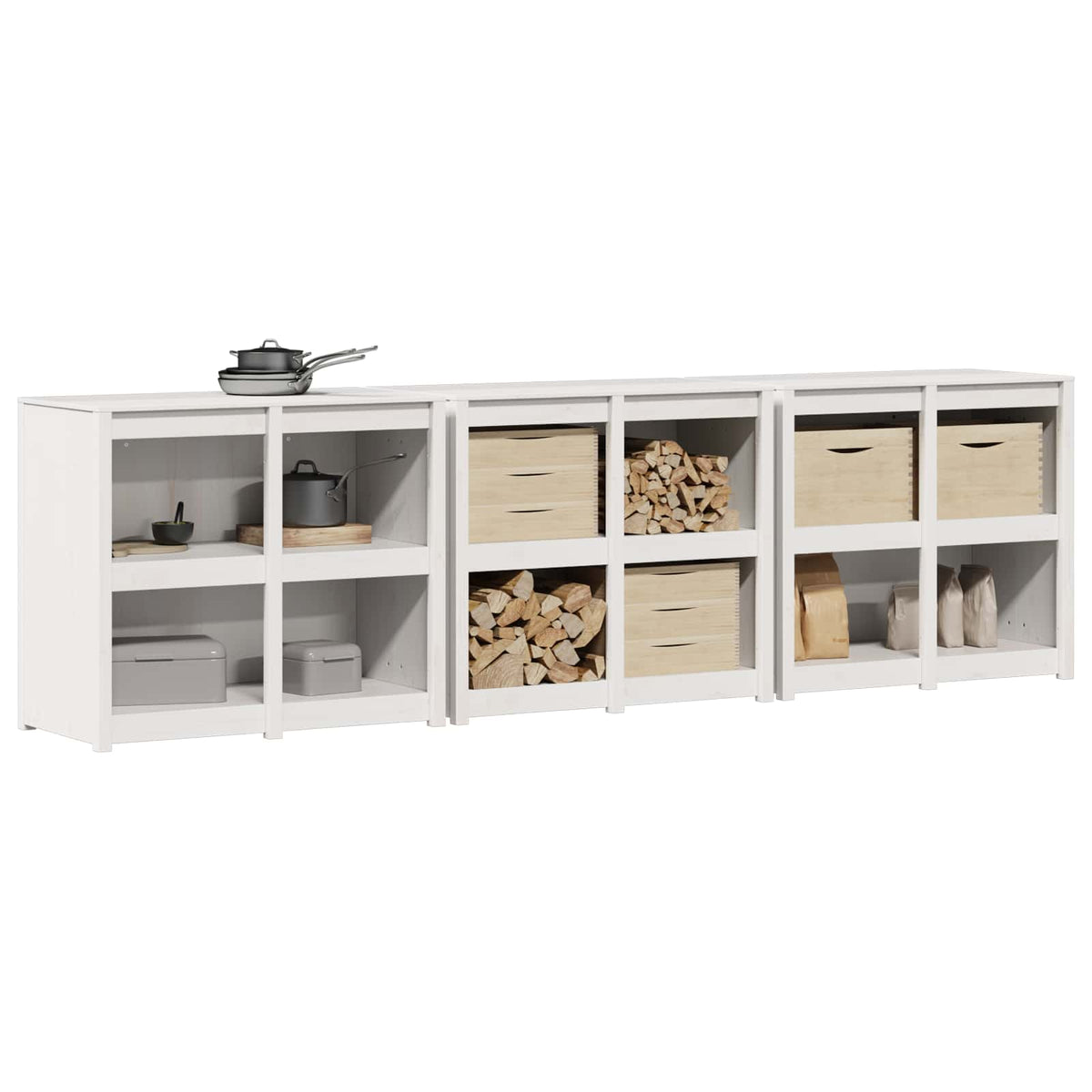 Meuble de cuisine d'extérieur MEPPEL 3 pc Blanc