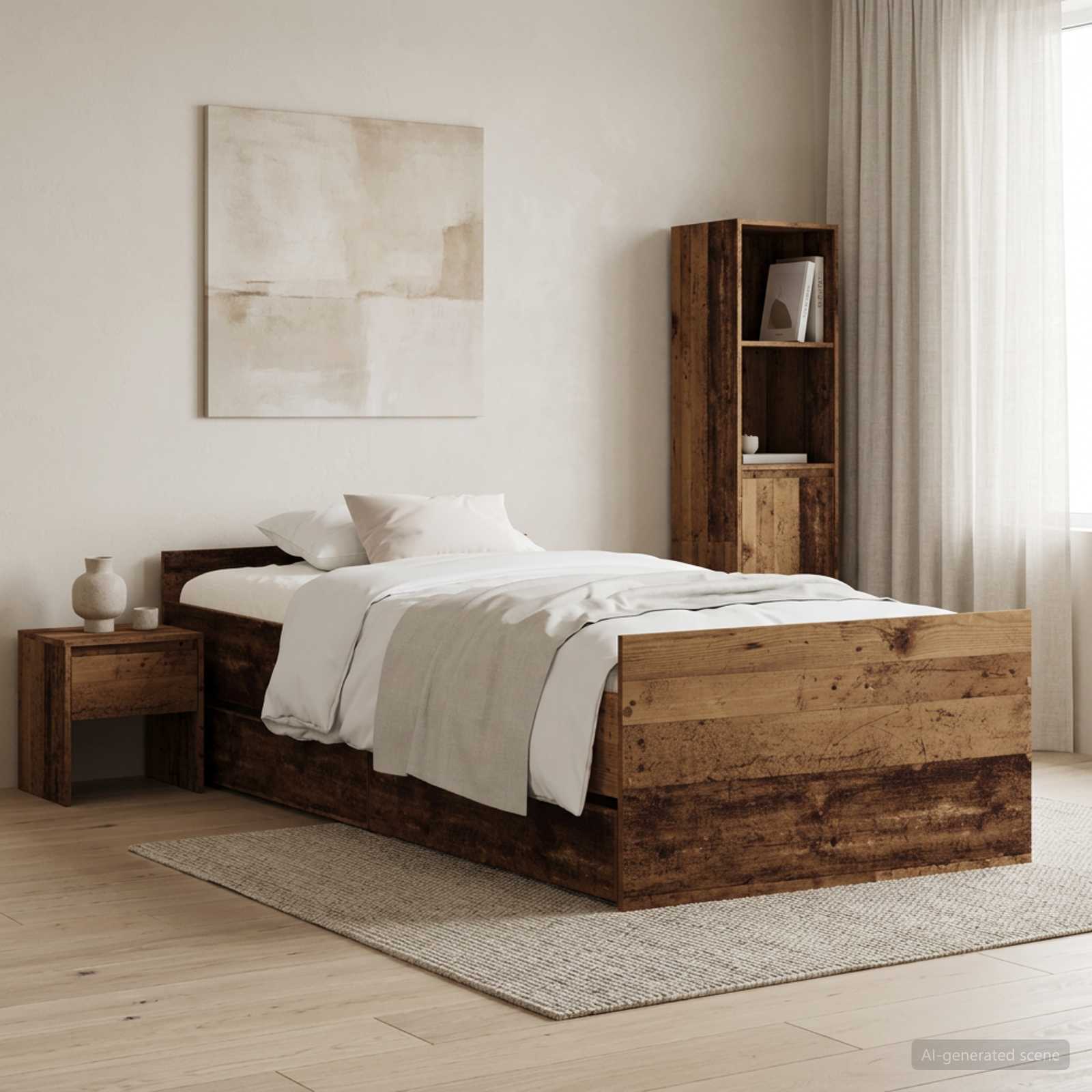 Cadre de lit Bois ancien 100 x 200 cm Bois d'ingénierie