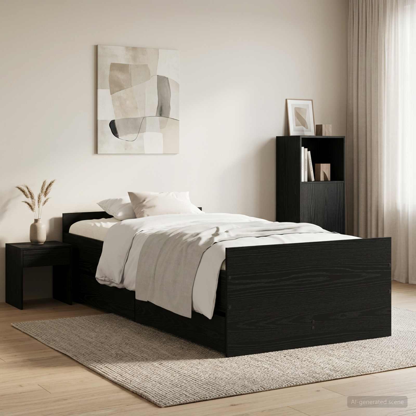 Cadre de lit Chêne noir 100 x 200 cm Bois d'ingénierie - XIOS