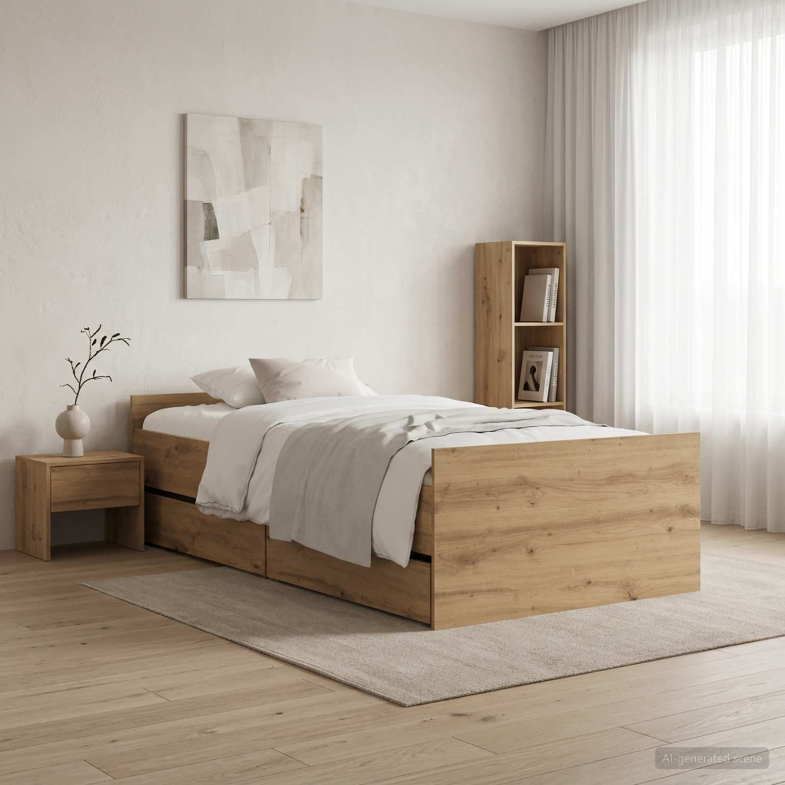 Cadre de lit Chêne artisanal 90 x 200 cm Bois d'ingénierie - XIOS