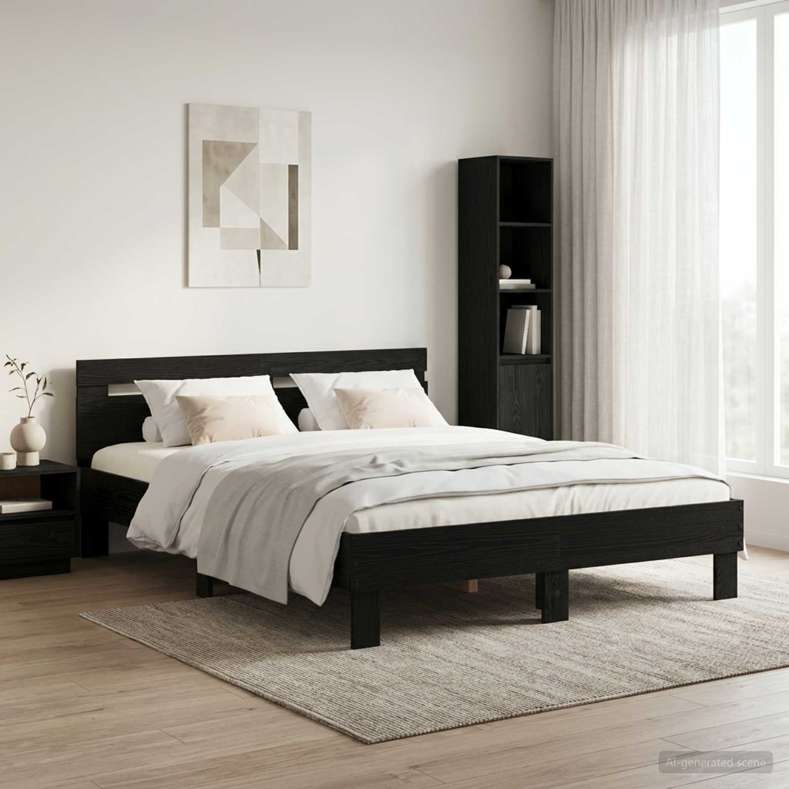 Cadre de lit Chêne noir 140 x 190 cm Bois d'ingénierie