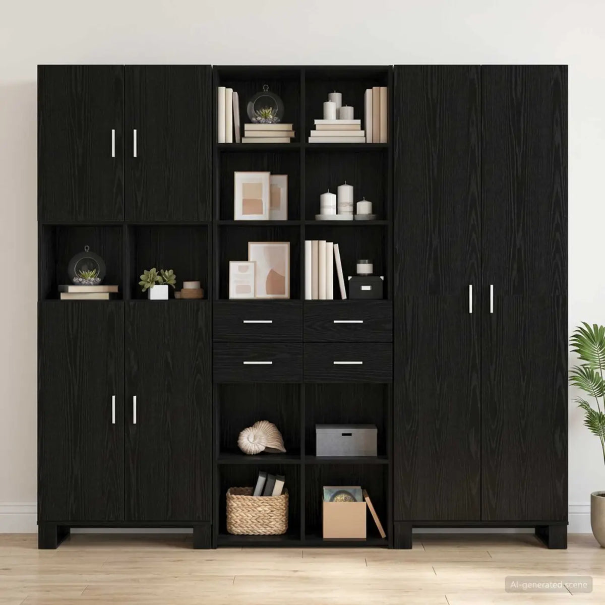 Bibliothèque Chêne noir 30 x 42.4 x 185.2 cm Bois d’ingénierie - XIOS