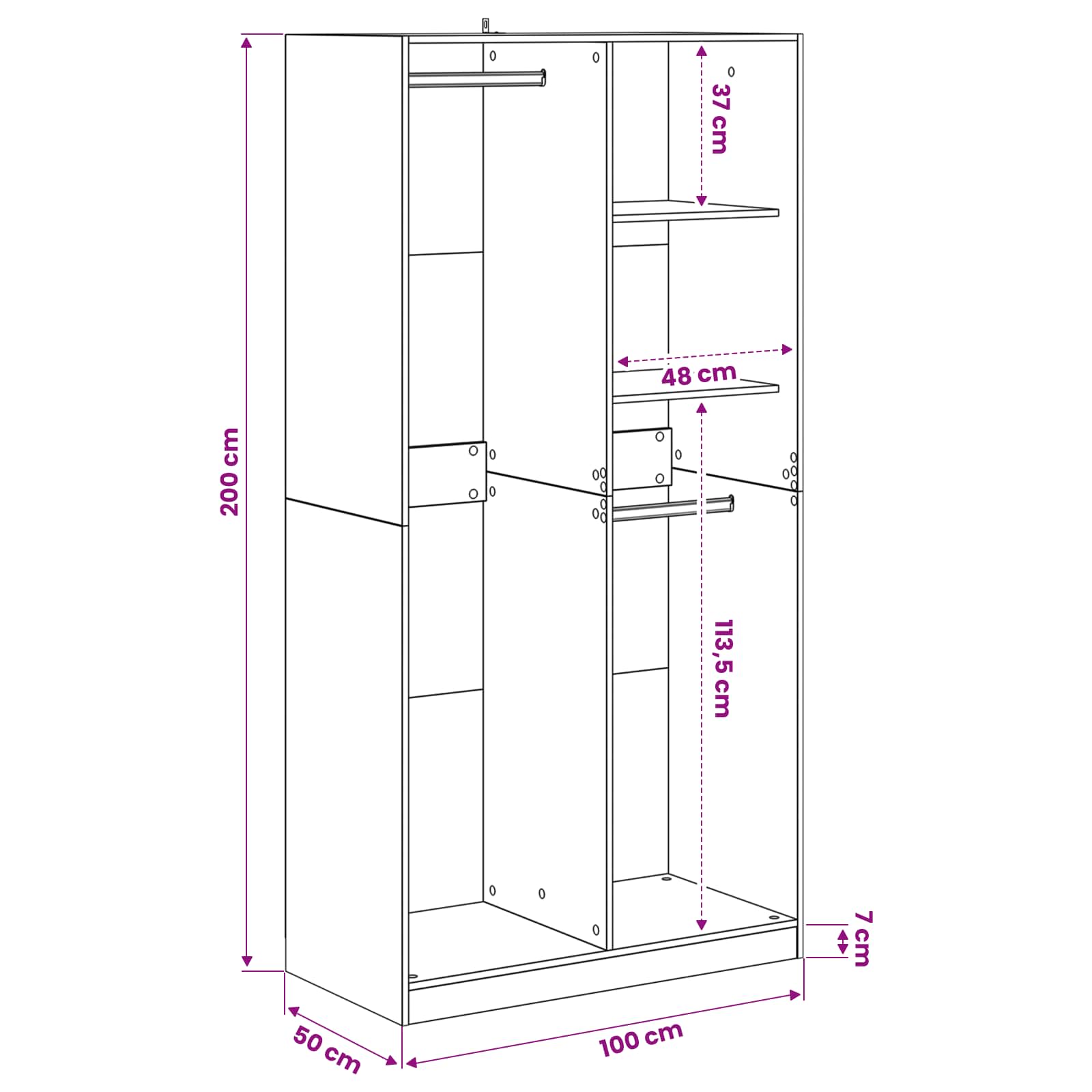 Armoire Chêne noir 100 x 50 x 200 cm Bois d'ingénierie - XIOS