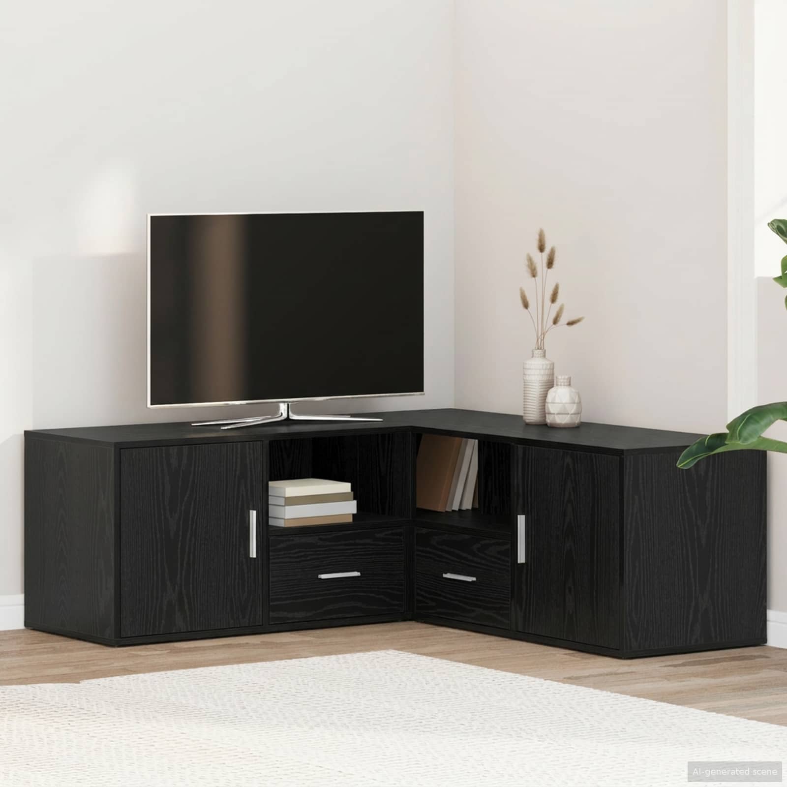 Meuble d'angle Chêne noir 200 x 40 x 45 cm Bois d'ingénierie