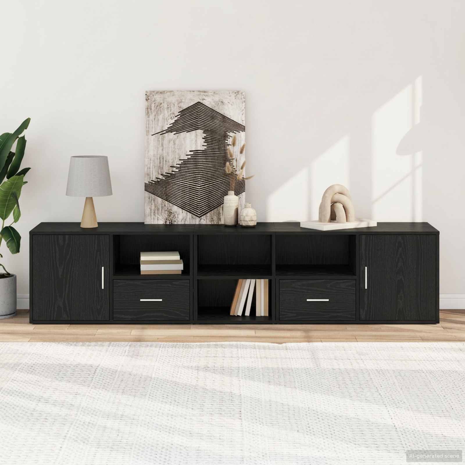 Meuble d'angle Chêne noir 200 x 40 x 45 cm Bois d'ingénierie