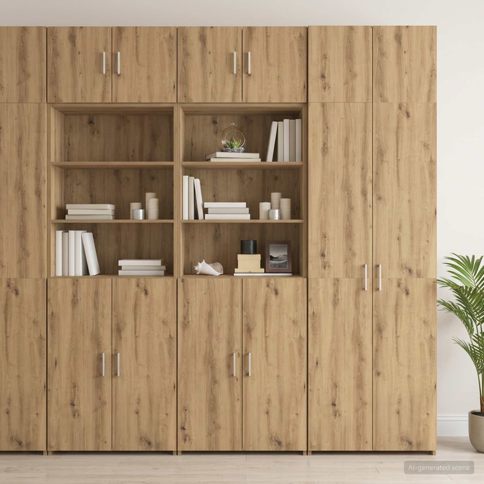 Cabinet de rangement avec étagères Chêne artisanal