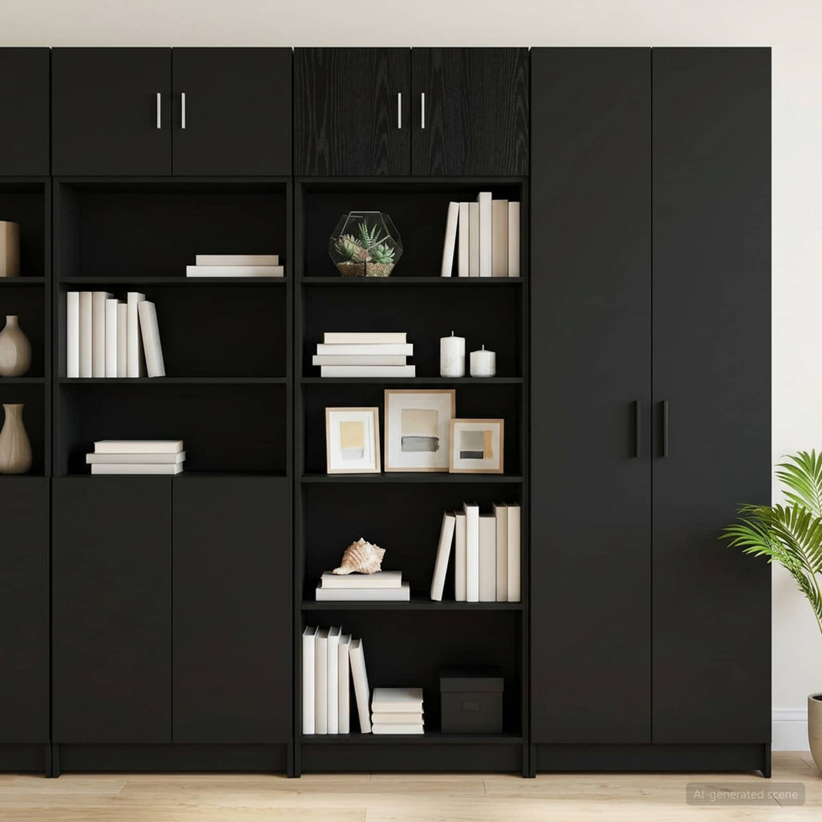 Cabinet de rangement avec étagères Chêne noir Bois d'ingénierie - XIOS