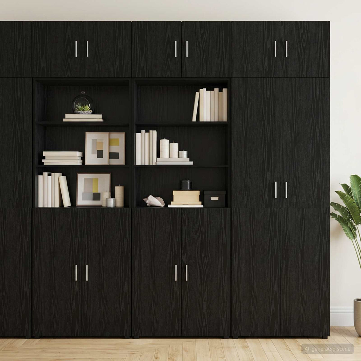 Cabinet de rangement avec étagères Chêne noir Bois d'ingénierie - XIOS