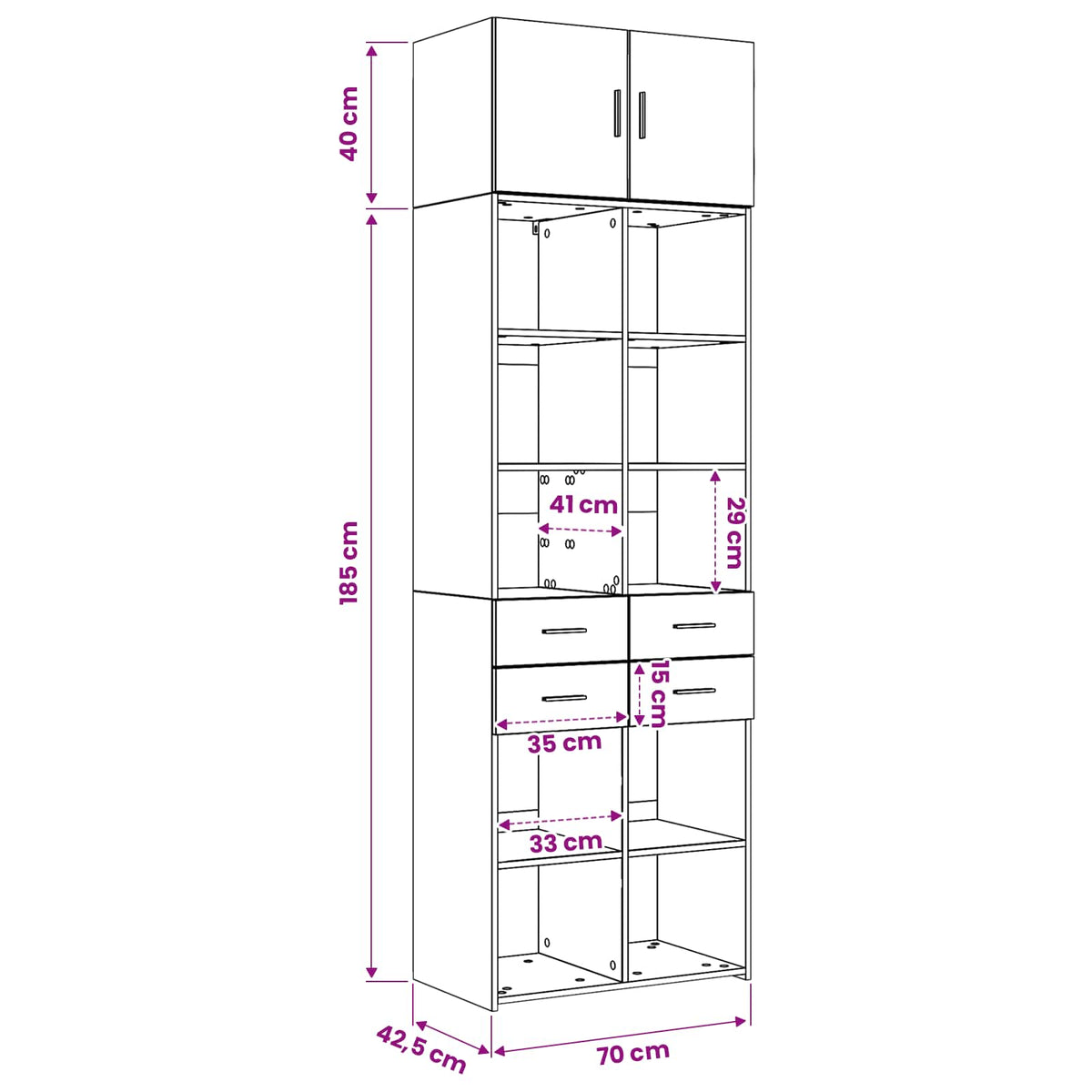 Cabinet de rangement avec étagères Bois ancien - XIOS