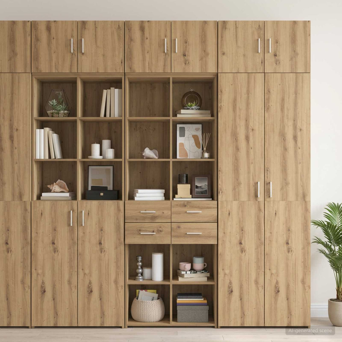 Cabinet de rangement avec étagères Chêne artisanal - XIOS