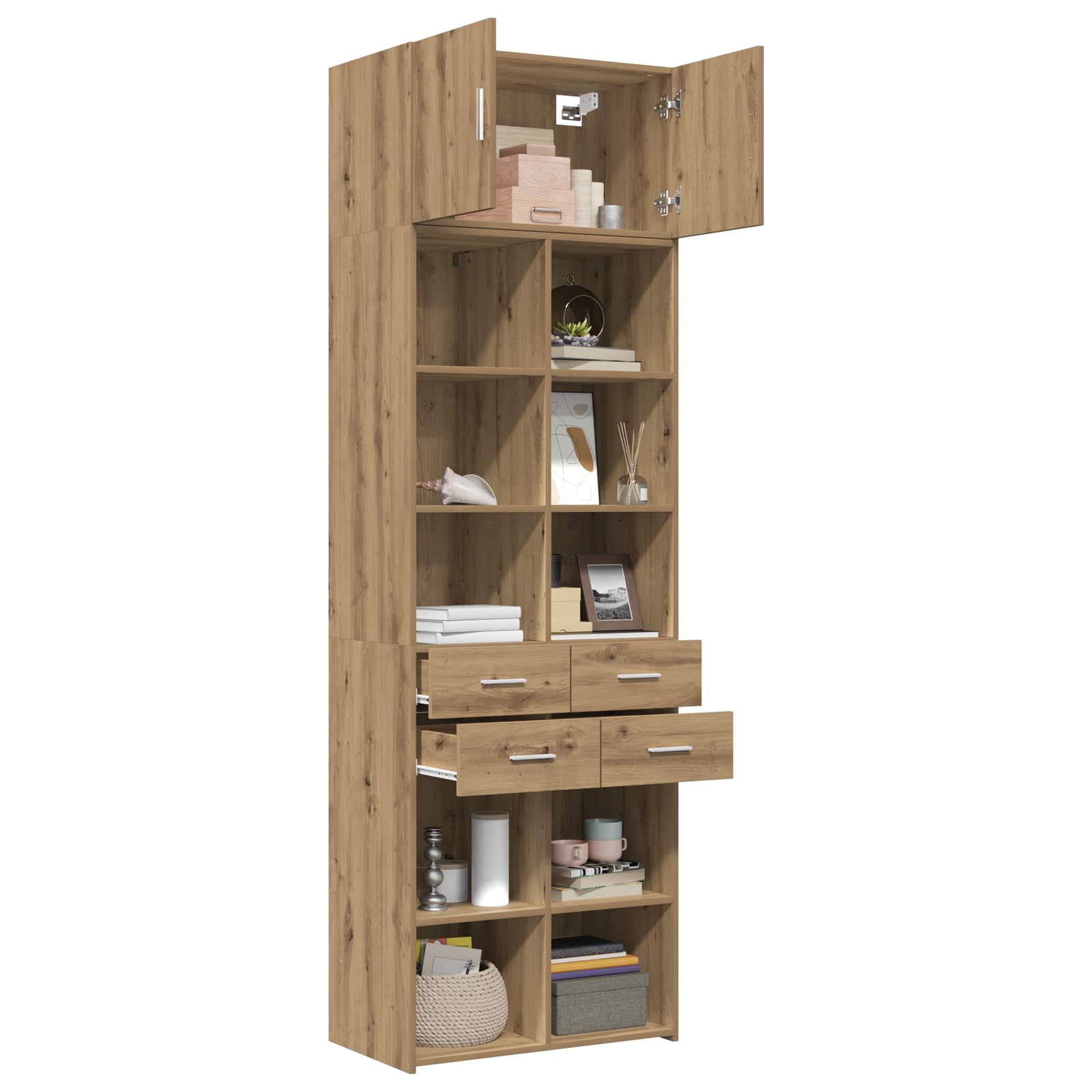 Cabinet de rangement avec étagères Chêne artisanal - XIOS