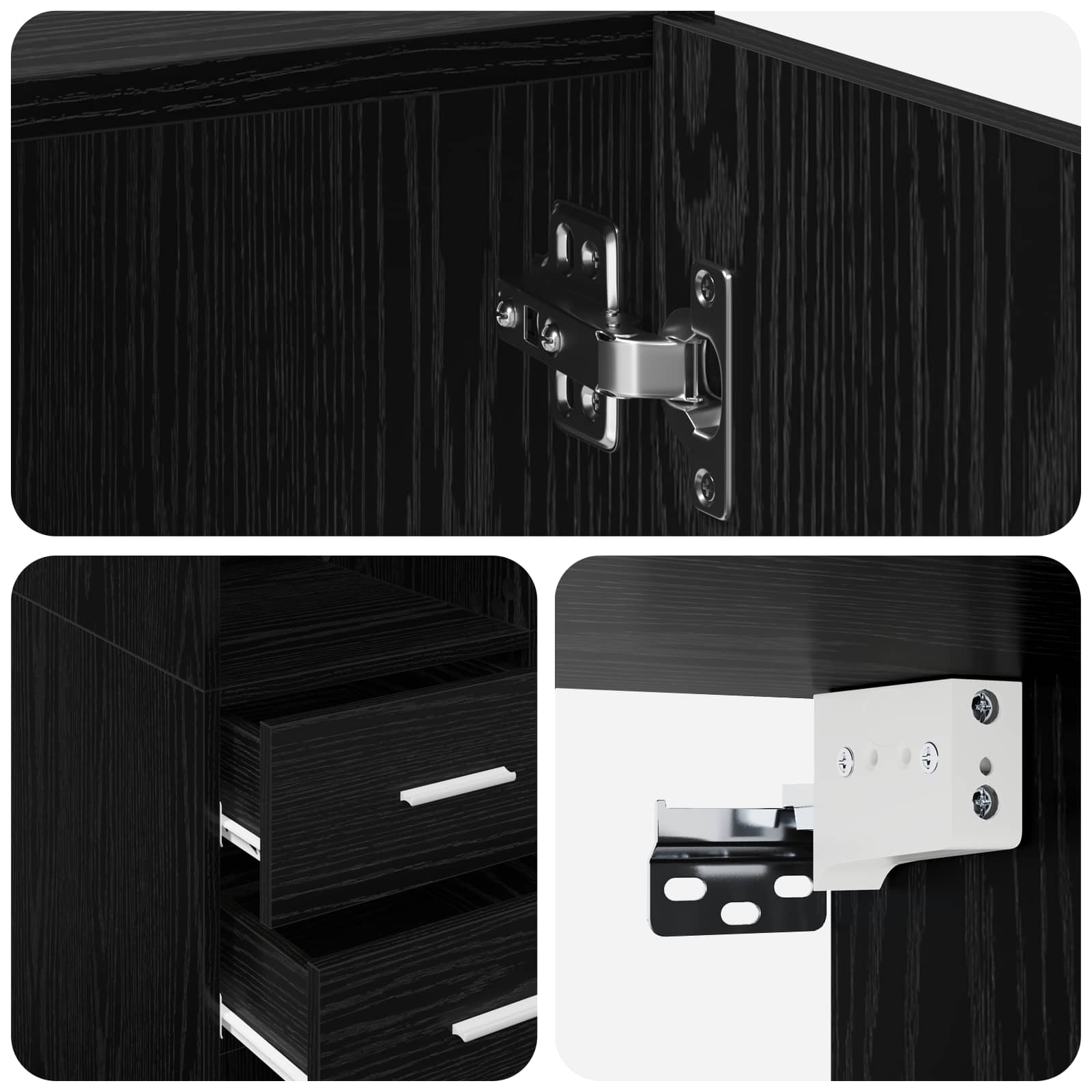 Cabinet de rangement avec étagères Chêne noir Bois d'ingénierie - XIOS