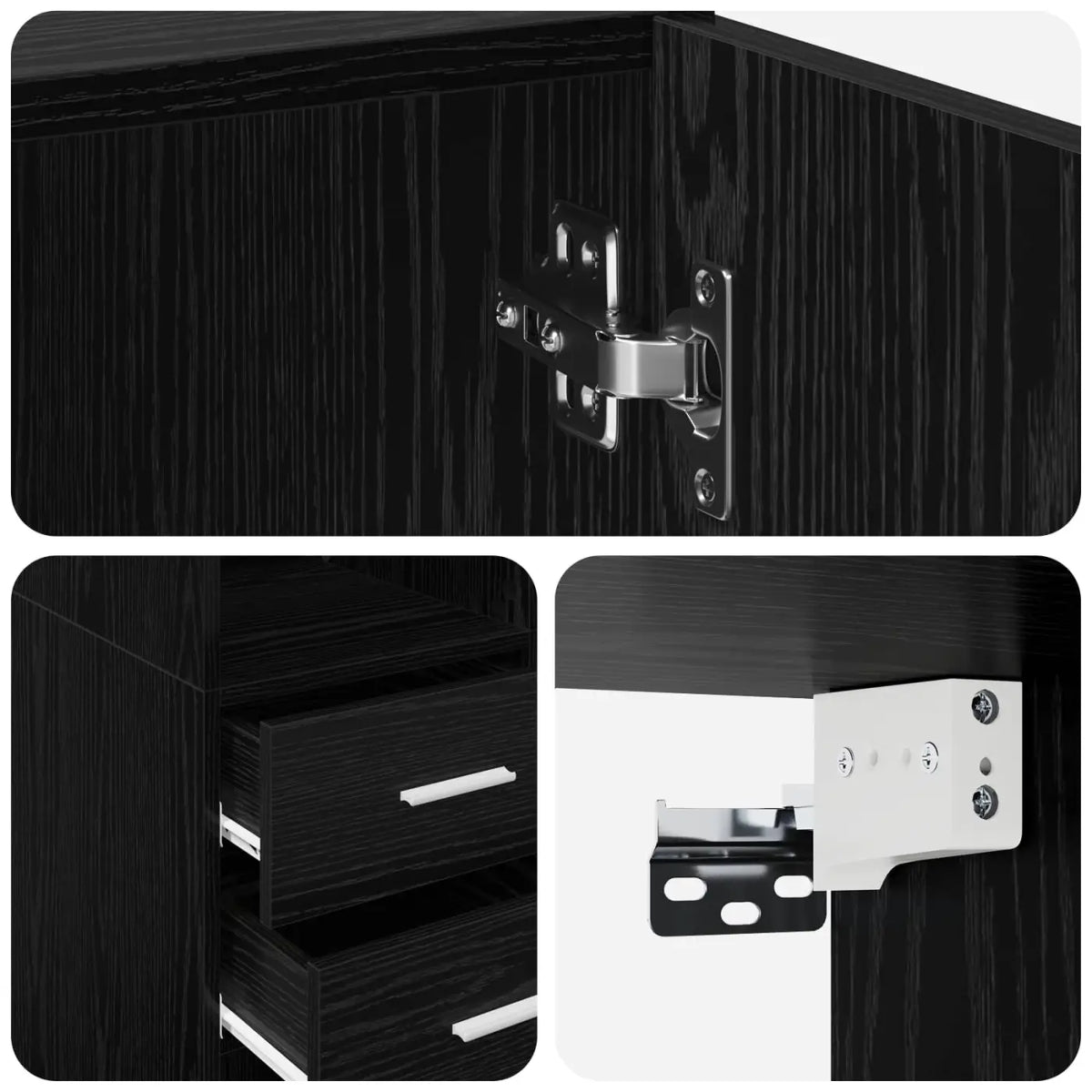 Cabinet de rangement avec étagères Chêne noir Bois d’ingénierie - XIOS