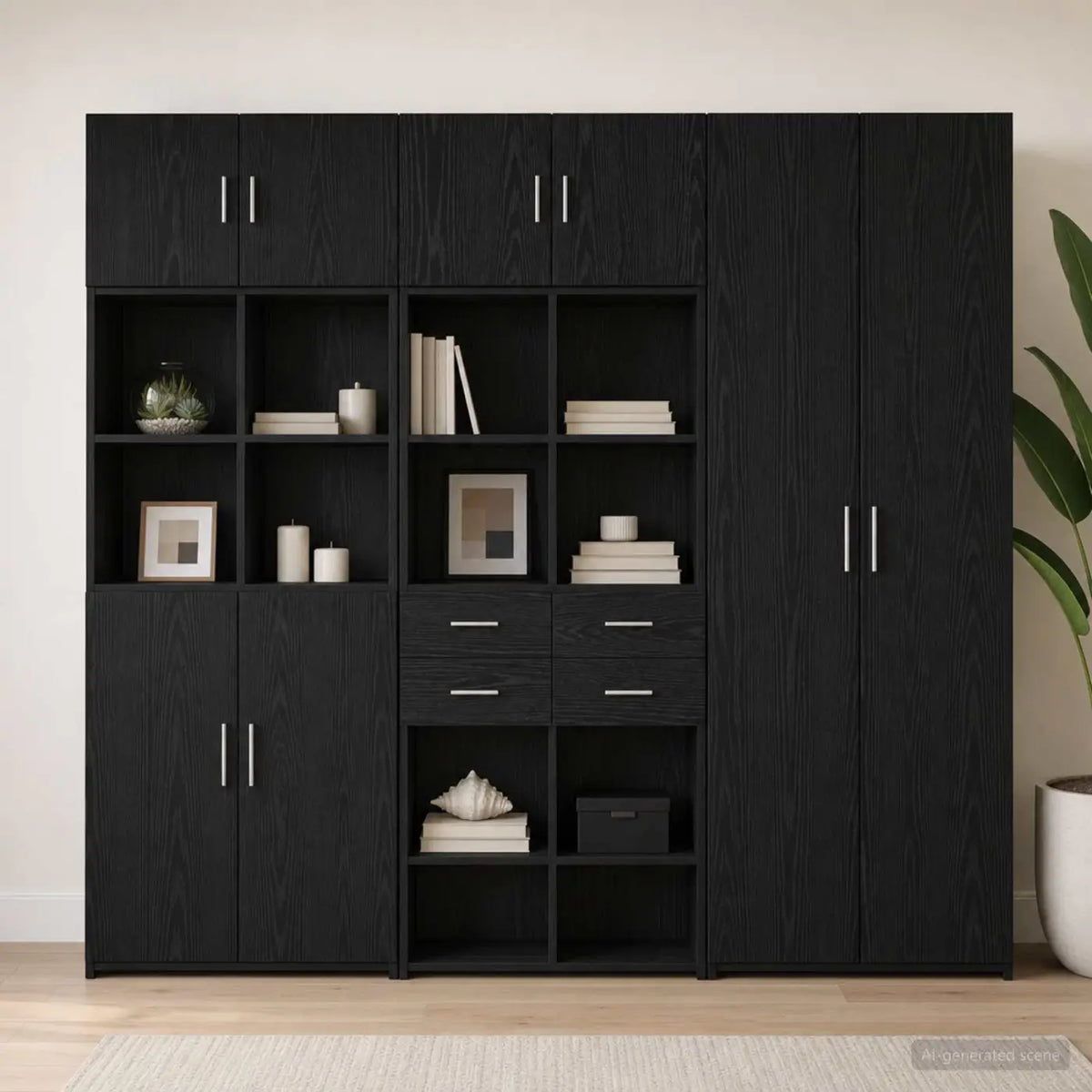 Cabinet de rangement avec étagères Chêne noir Bois d’ingénierie - XIOS