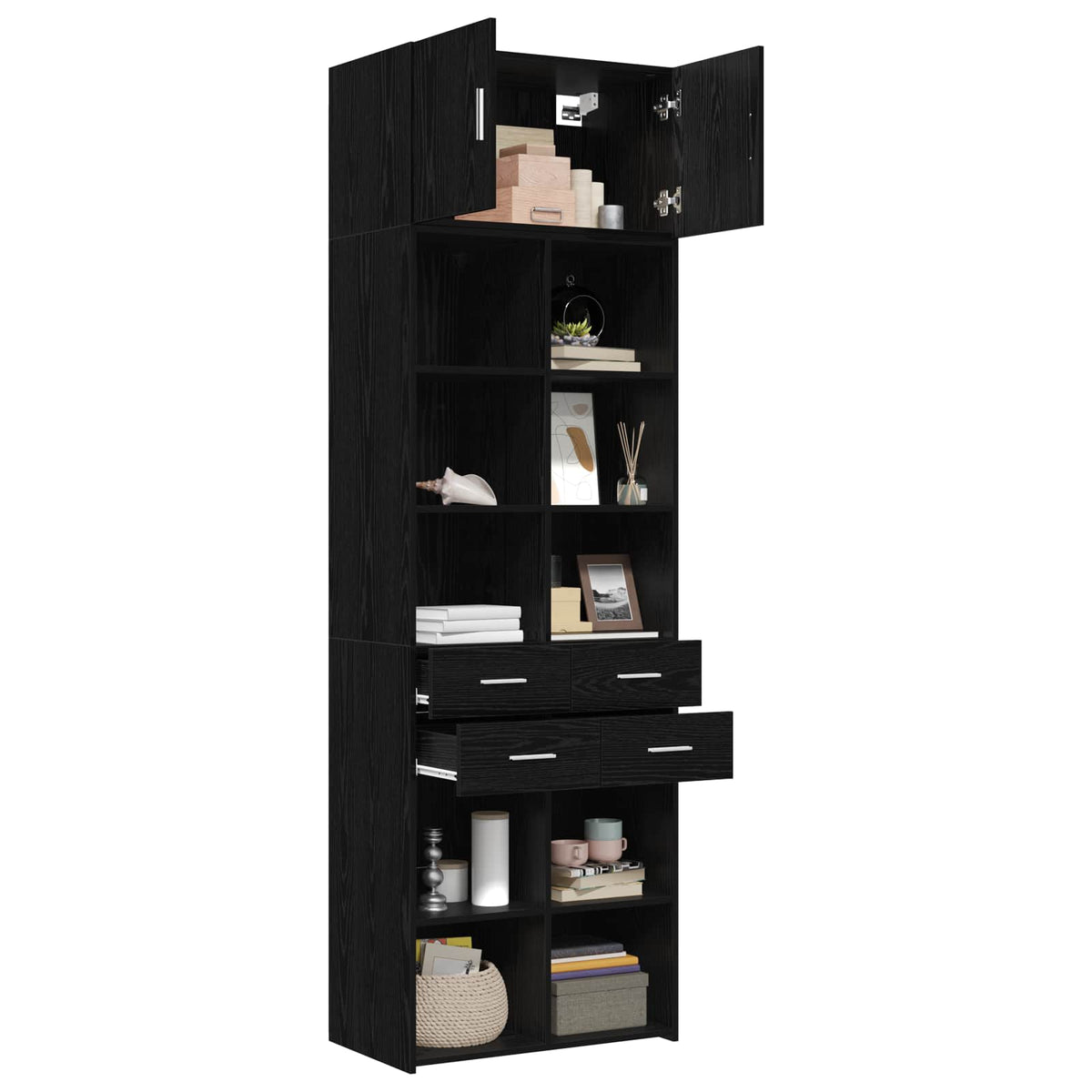 Cabinet de rangement avec étagères Chêne noir Bois d'ingénierie - XIOS