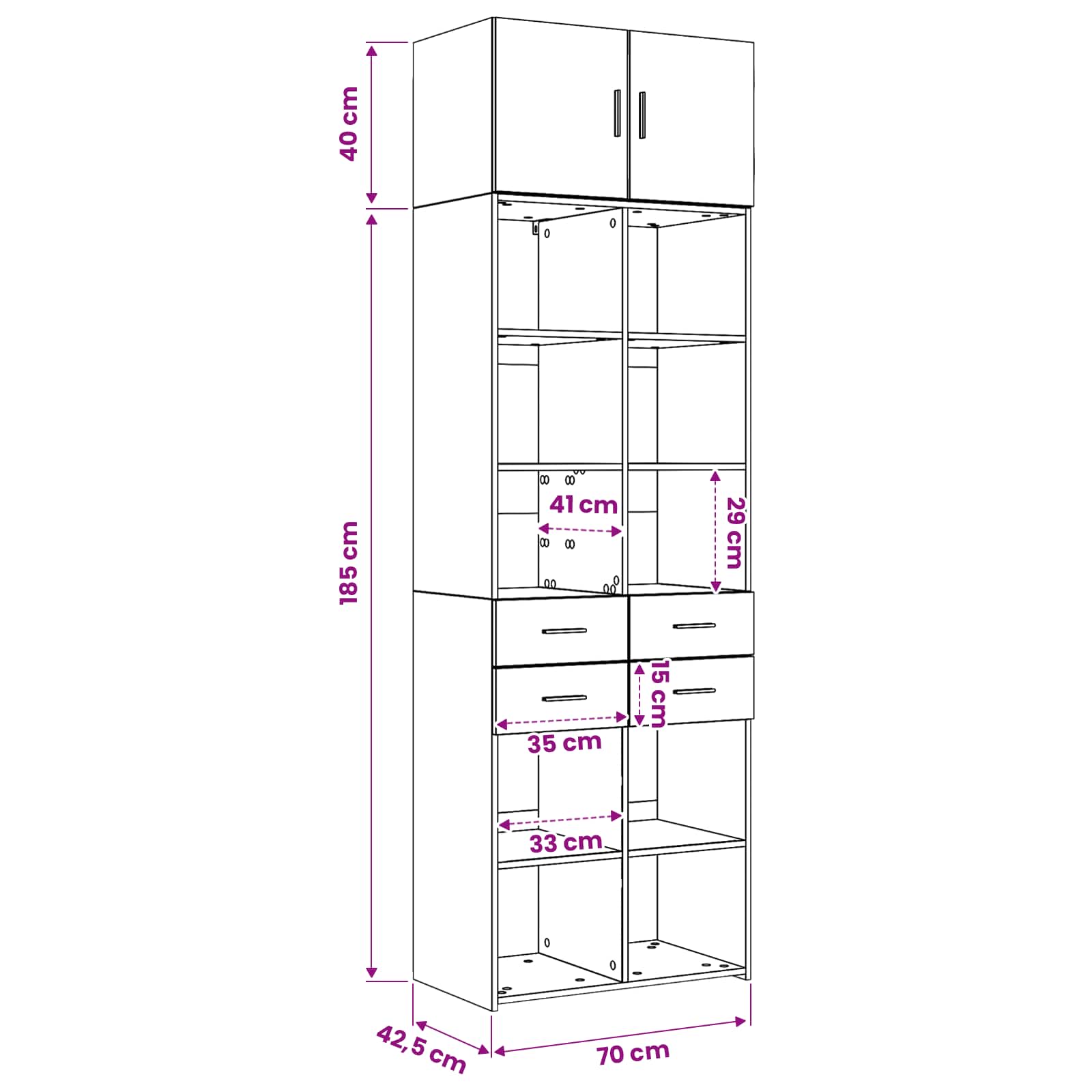 Cabinet de rangement avec étagères Chêne noir Bois d'ingénierie - XIOS