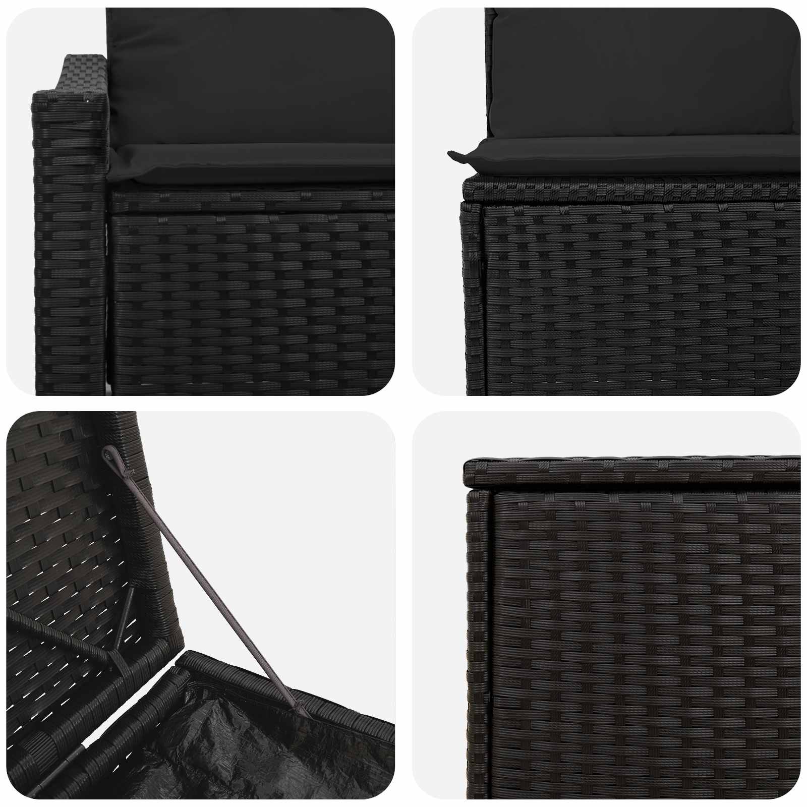 Ensemble de Canapés 7 pcs Noir Rattan synthétique et acier