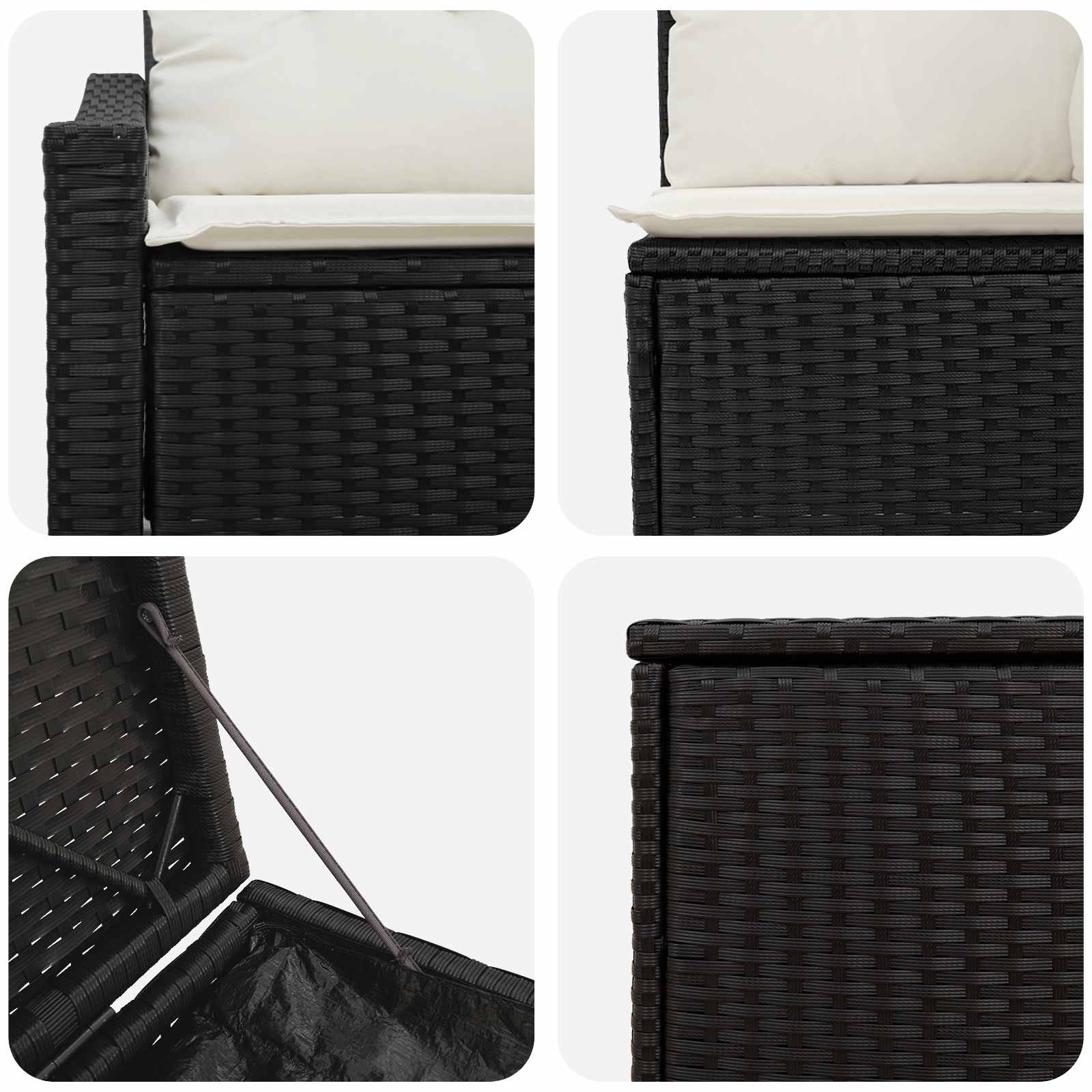 Ensemble de Canapés 7 pcs Noir et blanc crème