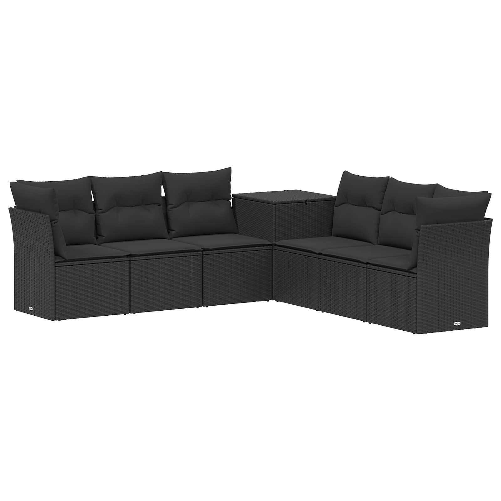 Ensemble de Canapés 7 pcs Noir Rattan synthétique et acier