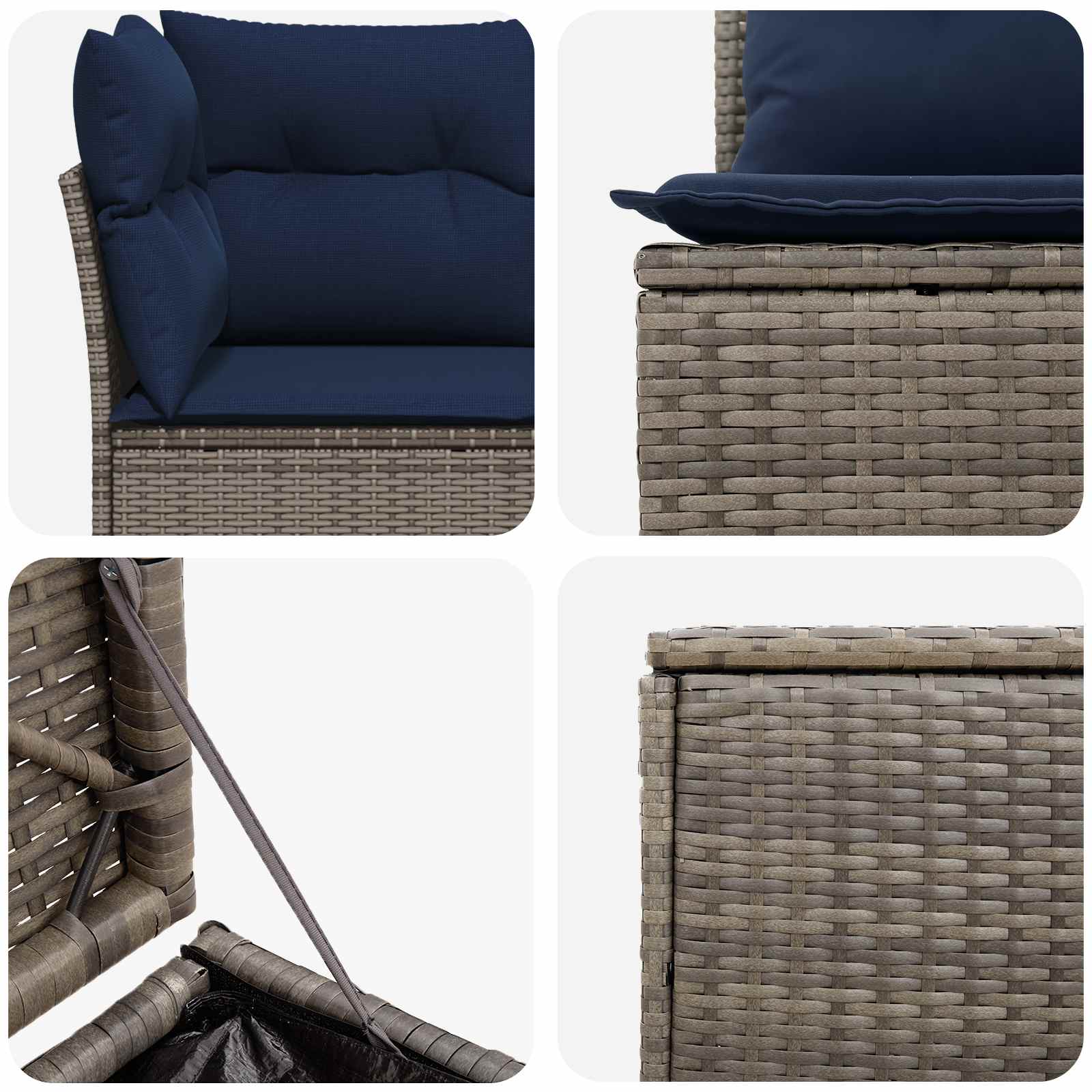 Ensemble de Canapés 7 pcs Gris et bleu marine
