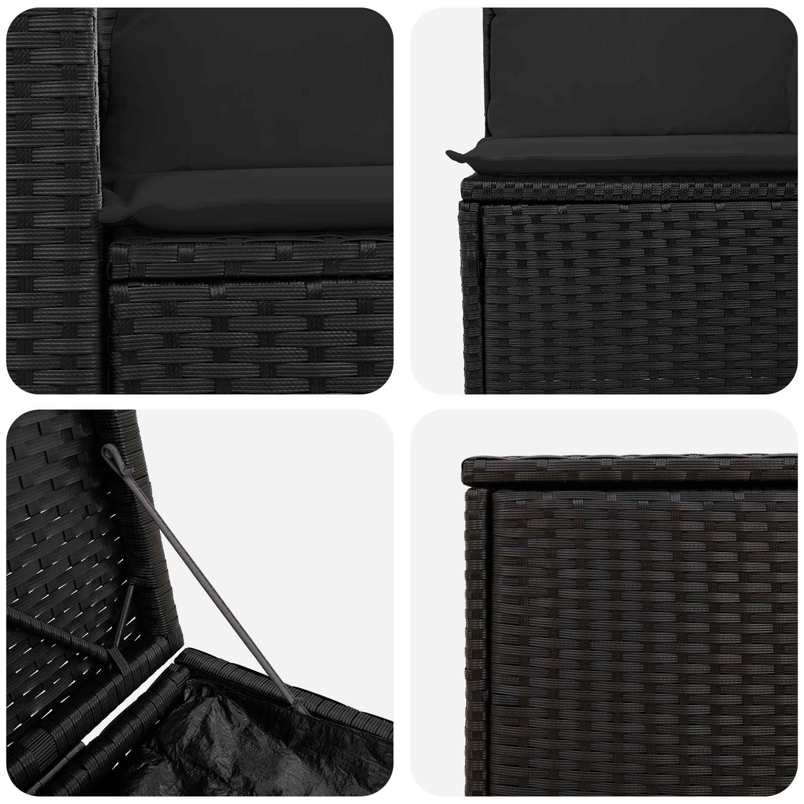 Ensemble de Canapés 7 pcs Noir Rattan synthétique et acier