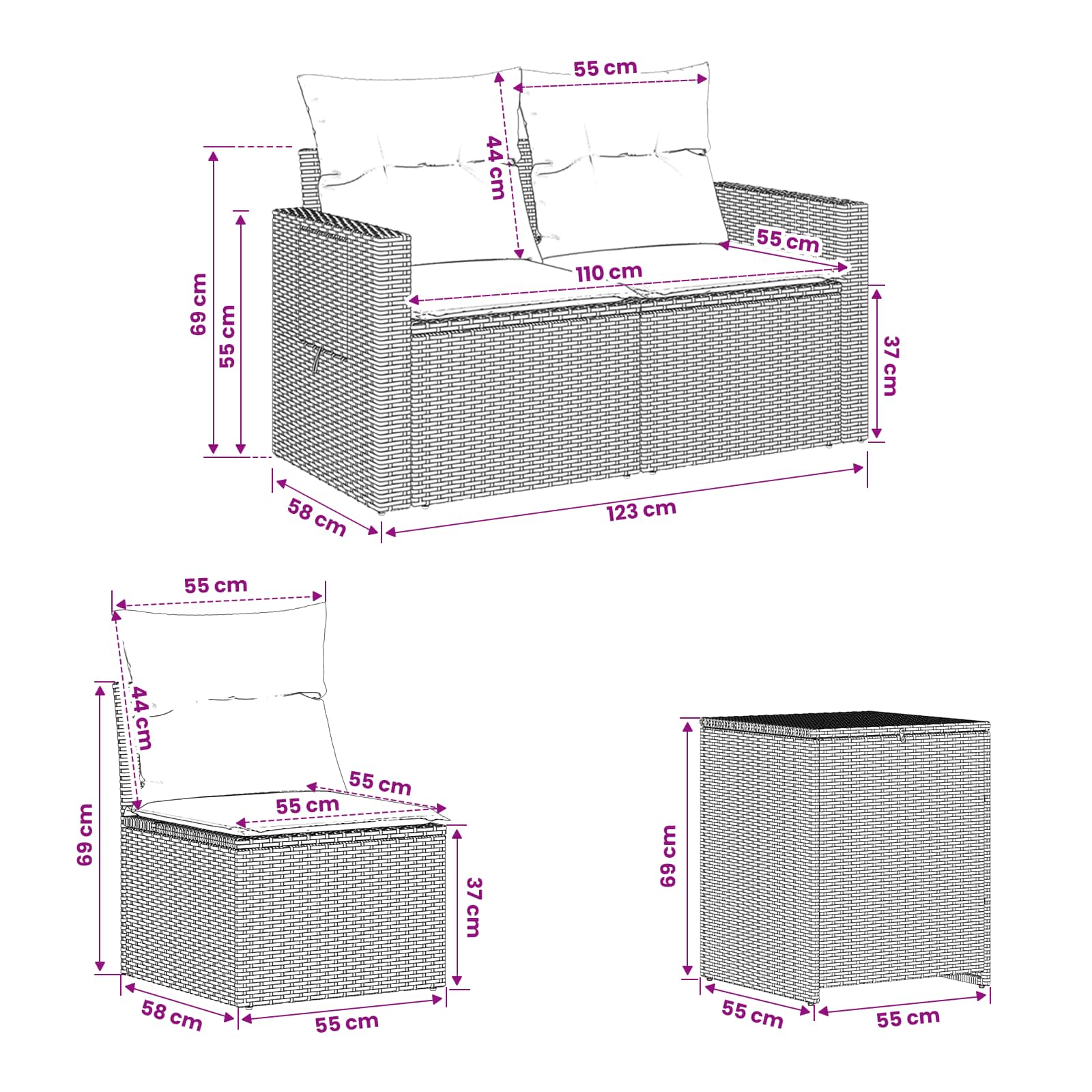 Ensemble de Canapés 7 pcs Gris et Gris foncé