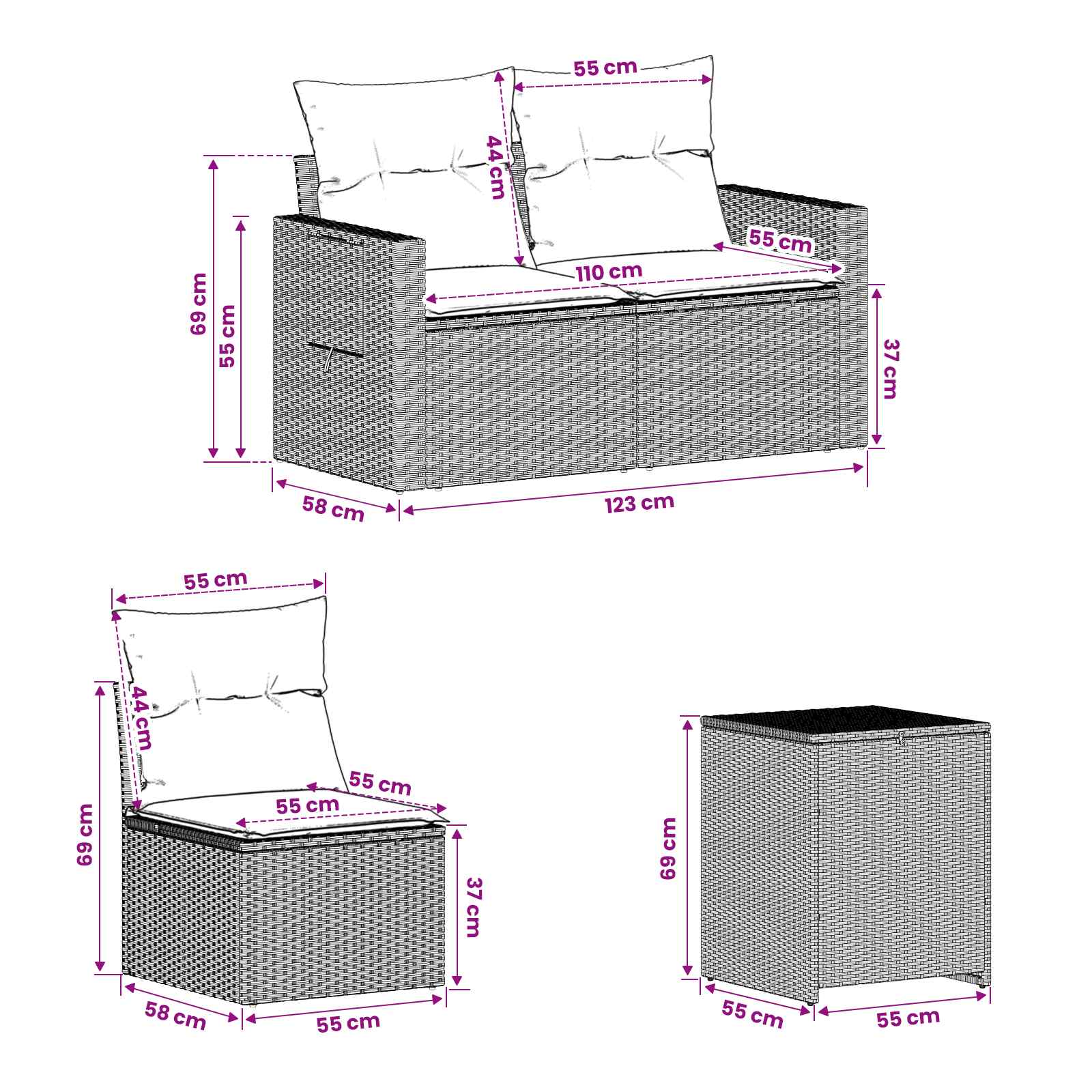 Ensemble de Canapés 7 pcs Gris clair et gris foncé