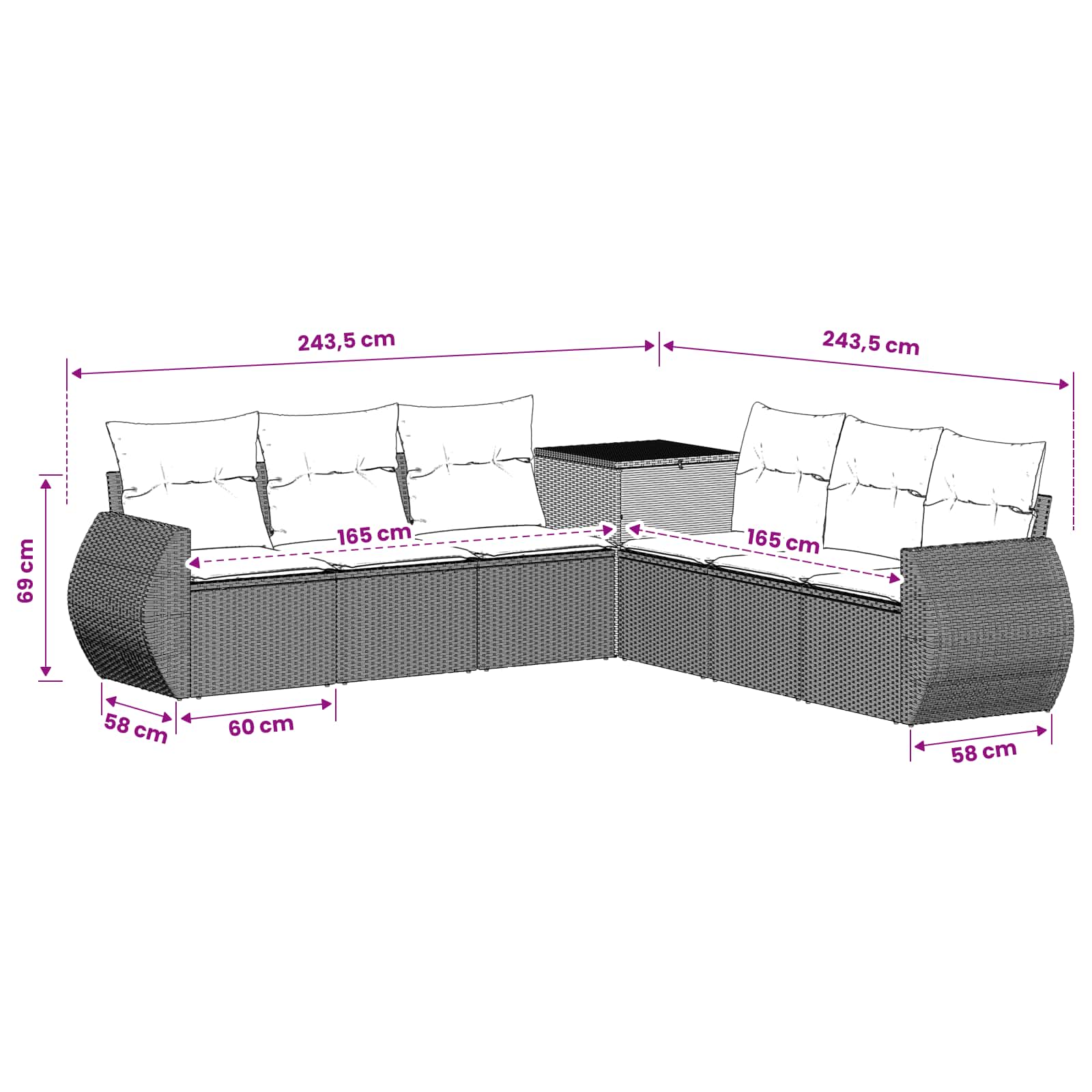 Ensemble de Canapés 7 pcs Gris clair et gris foncé