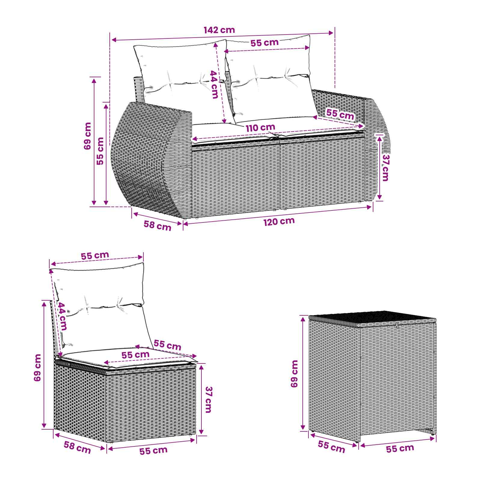 Ensemble de Canapés 7 pcs Gris clair et gris foncé