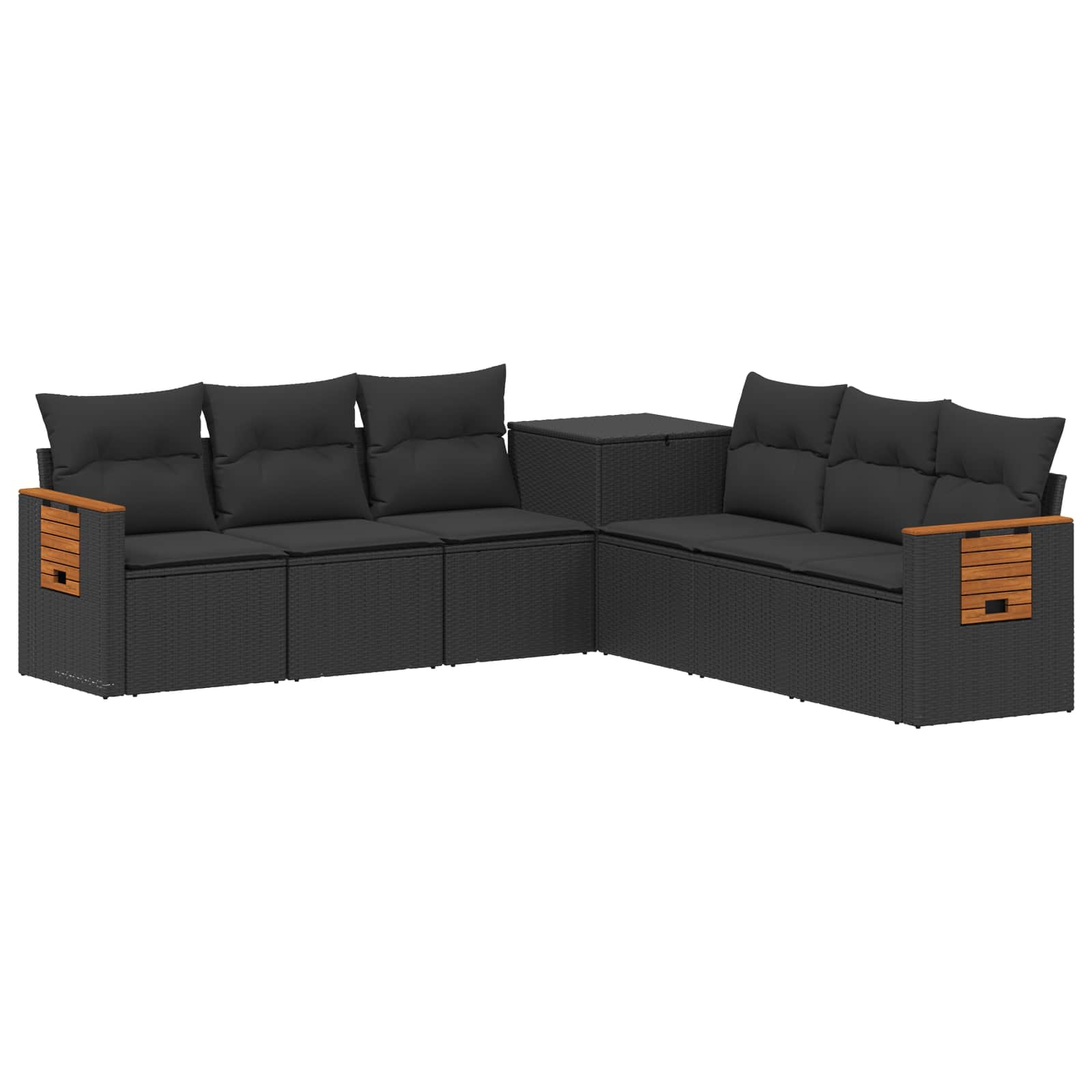 Ensemble de Canapés 7 pcs Noir Rattan synthétique et acier
