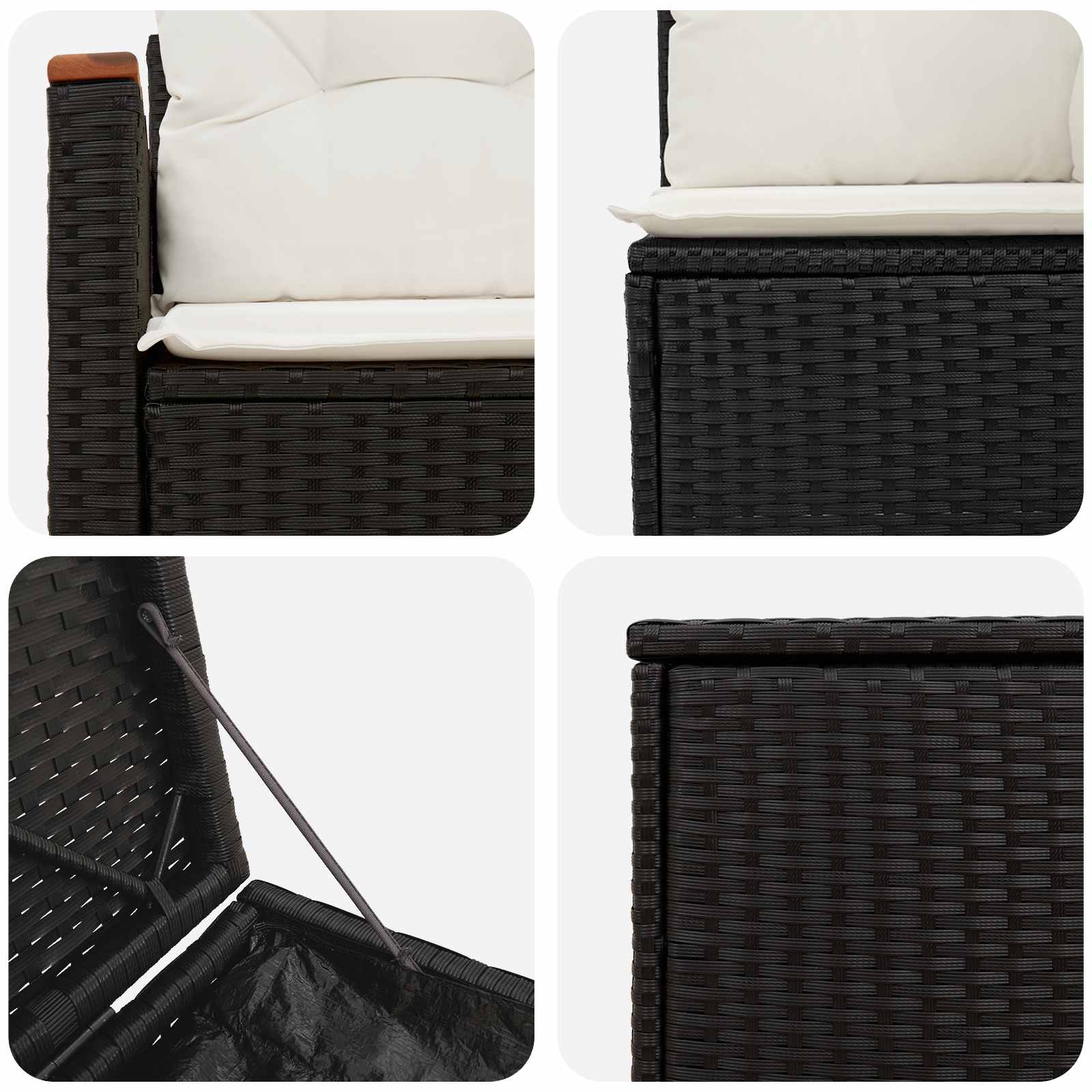 Ensemble de Canapés 7 pcs Noir et blanc crème