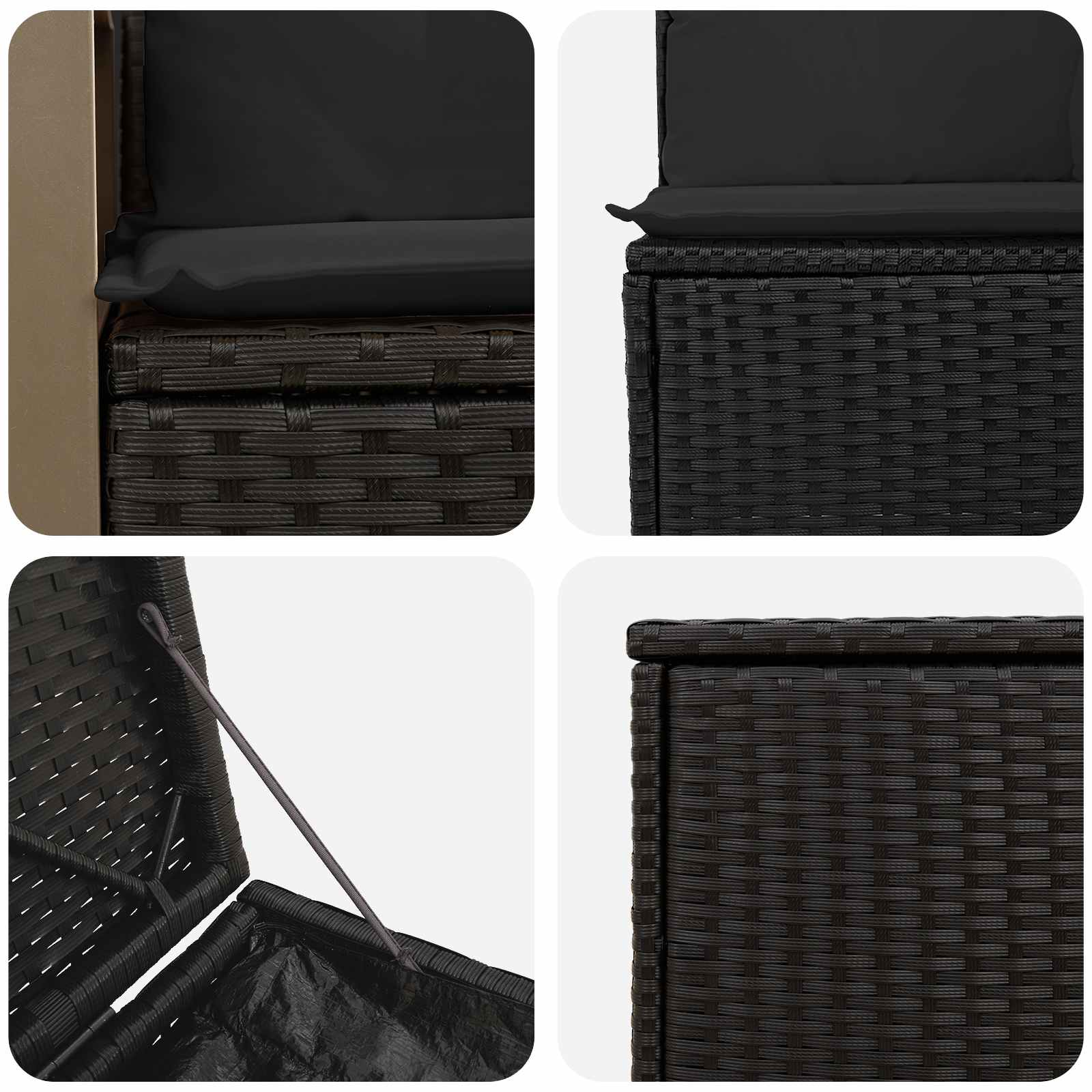 Ensemble de Canapés 7 pcs Noir Rattan synthétique et acier