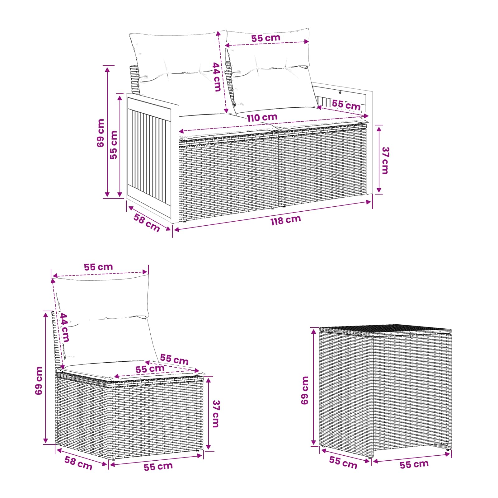 Ensemble de Canapés 7 pcs Beige et Gris clair