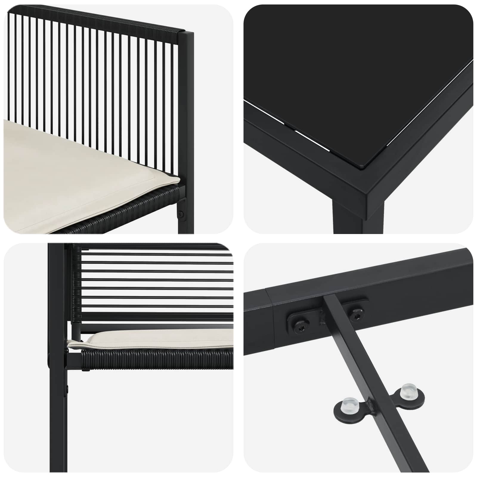 Ensemble de salle à manger pour jardin 5 pcs Noir polyrotin - XIOS