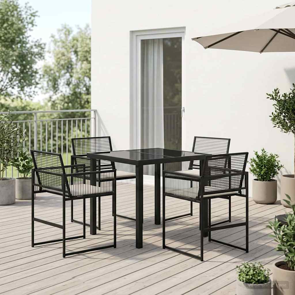 Ensemble de salle à manger pour jardin 5 pcs Noir polyrotin - XIOS