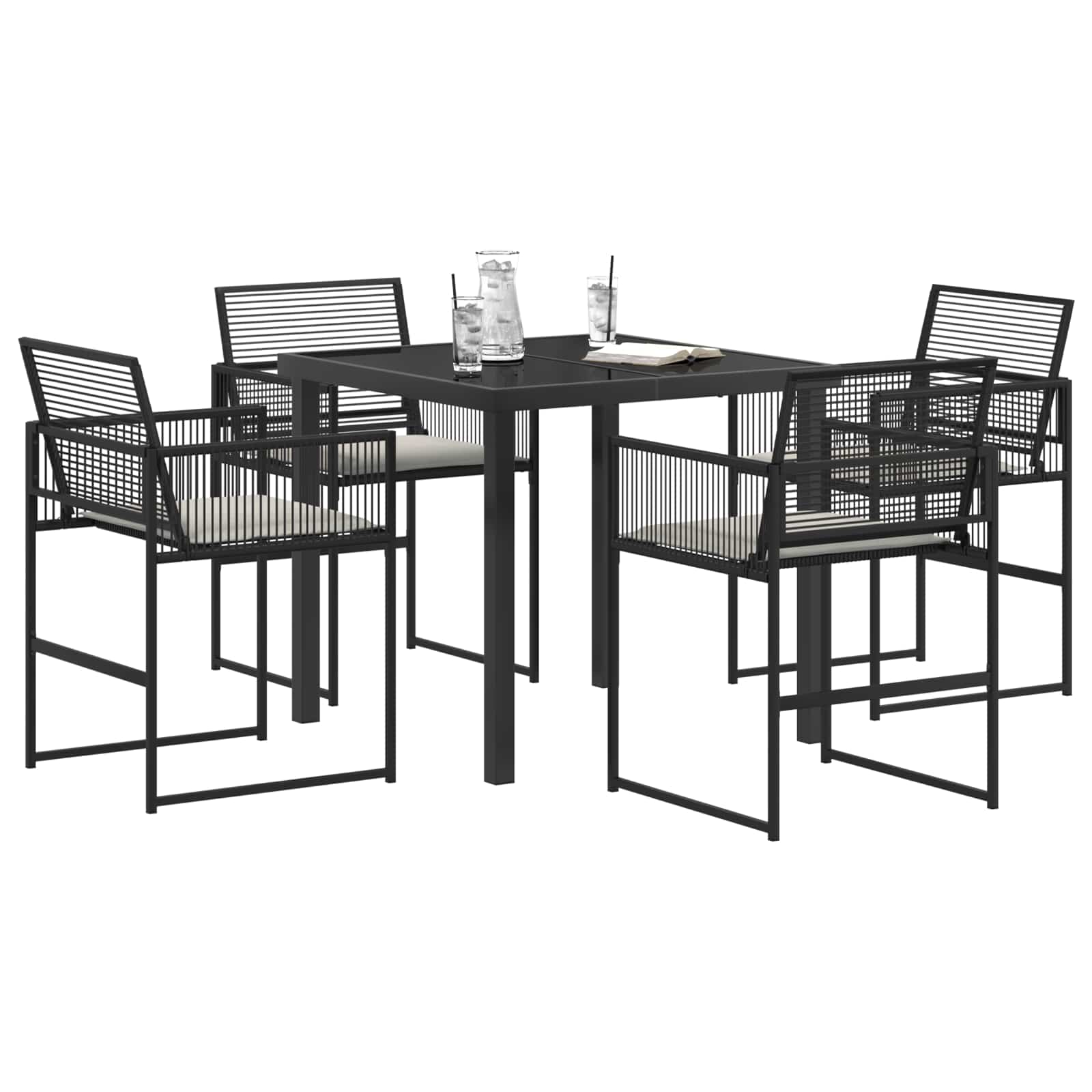 Ensemble de salle à manger pour jardin 5 pcs Noir polyrotin - XIOS
