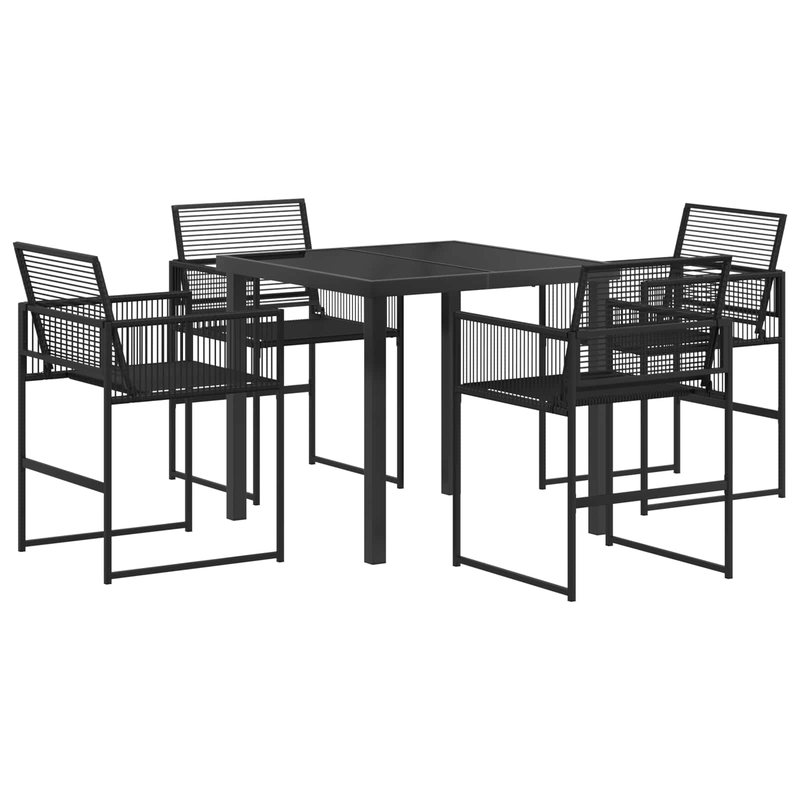 Ensemble de salle à manger pour jardin 5 pcs Noir polyrotin - XIOS