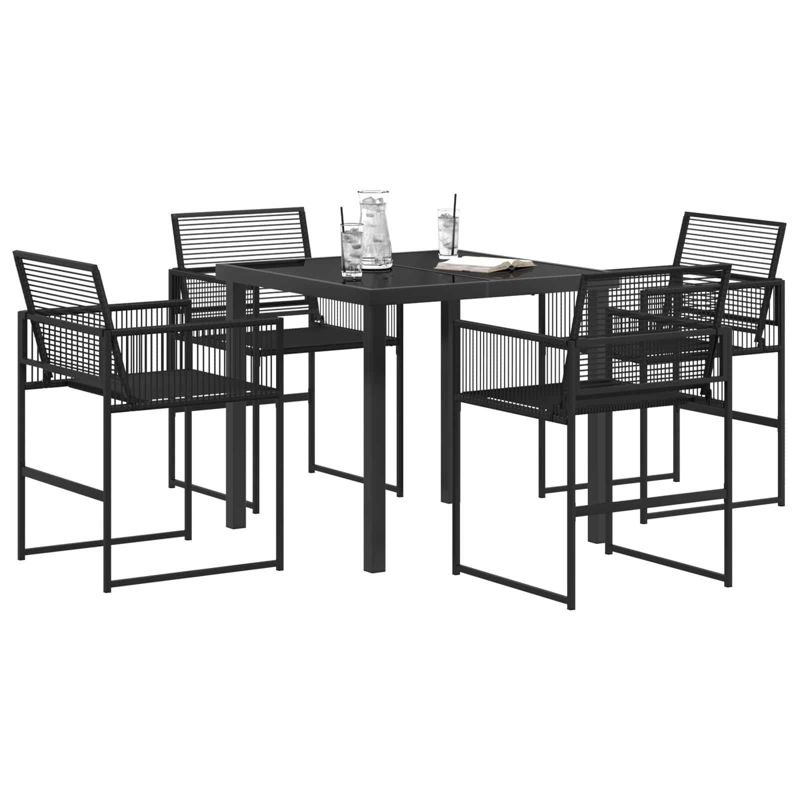 Ensemble de salle à manger pour jardin 5 pcs Noir polyrotin - XIOS