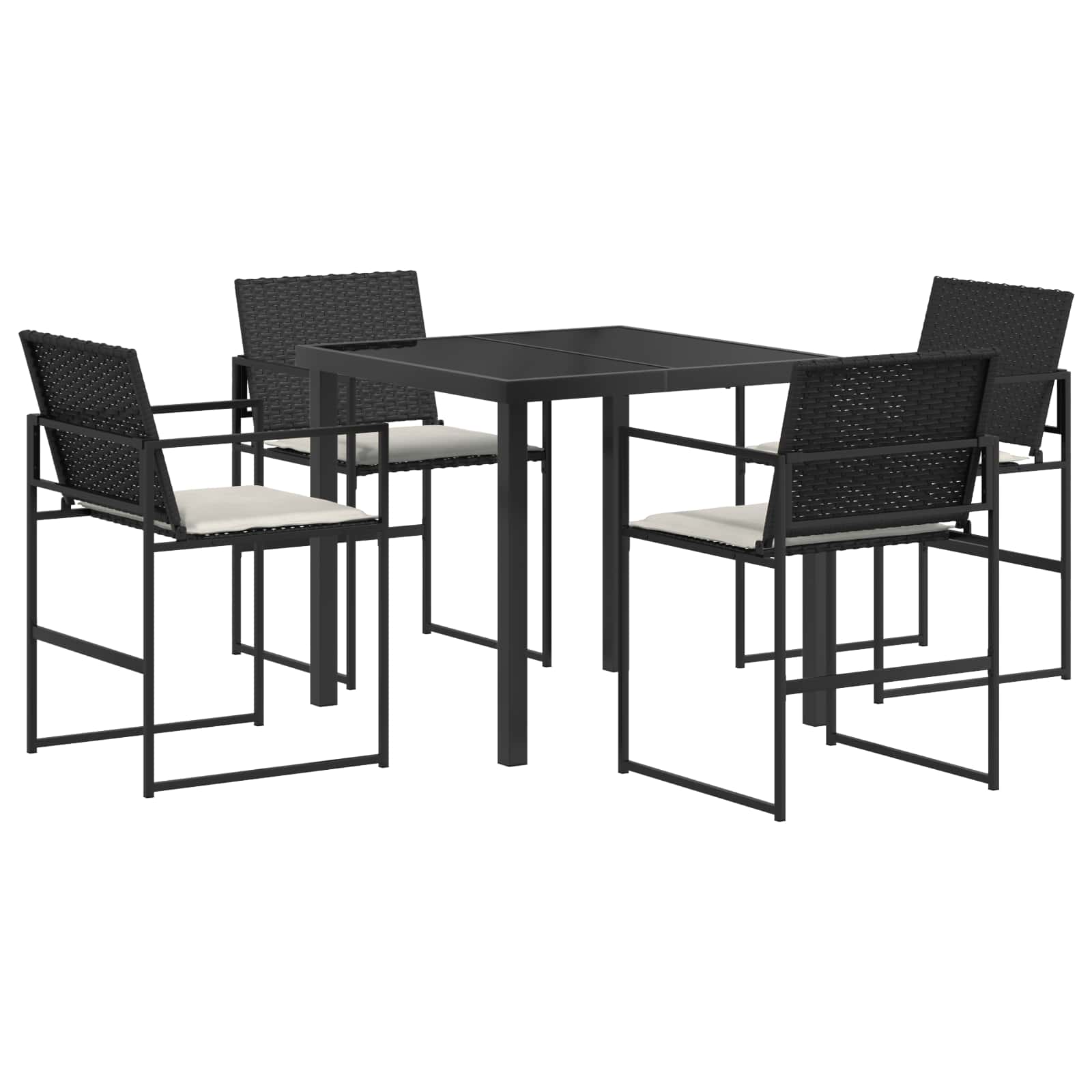 Ensemble de salle à manger pour jardin 5 pcs Noir et Crème - XIOS