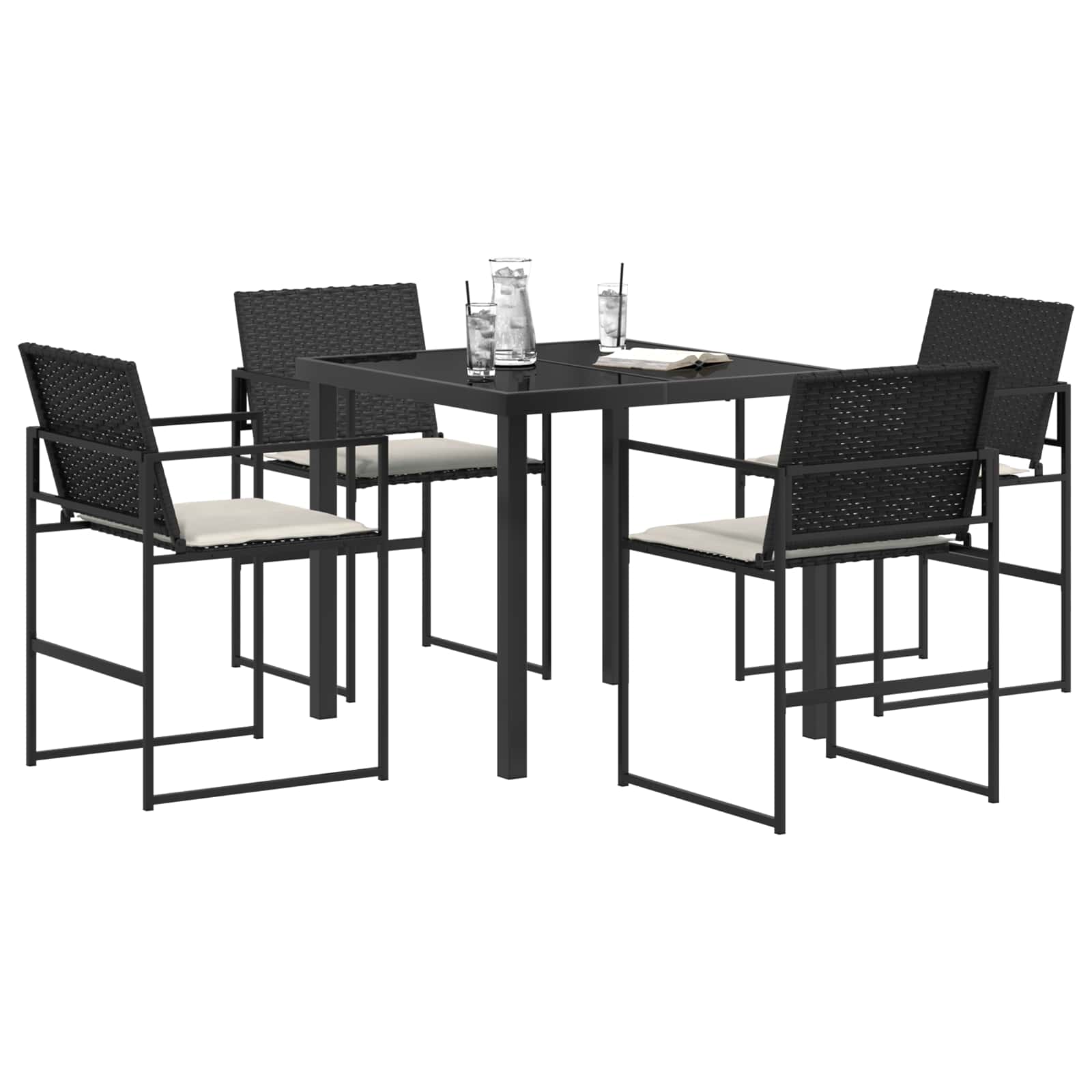 Ensemble de salle à manger pour jardin 5 pcs Noir et Crème - XIOS