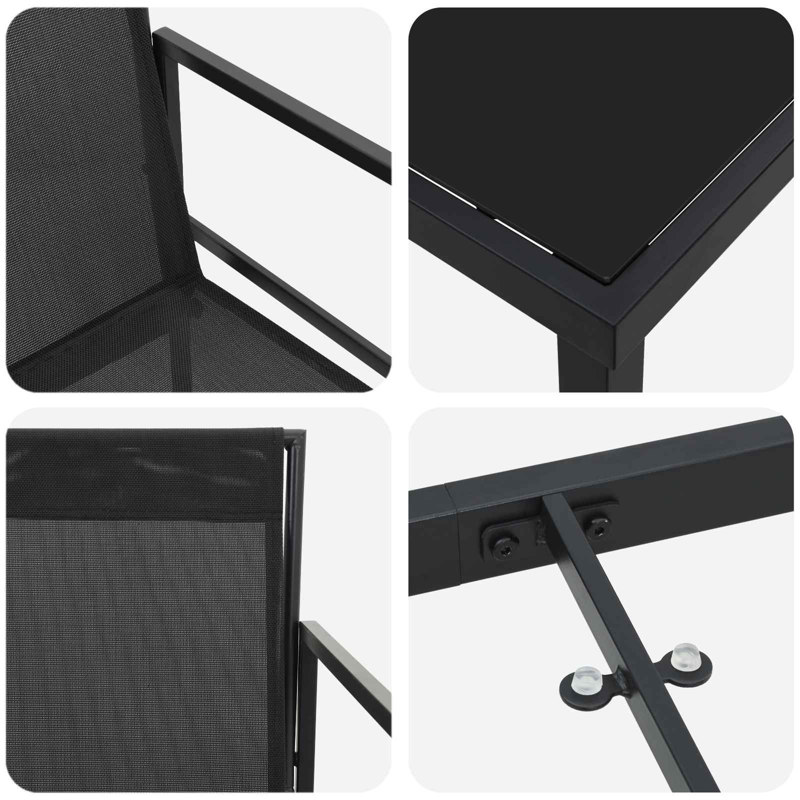 Ensemble de salle à manger pour jardin 5 pcs Noir - XIOS