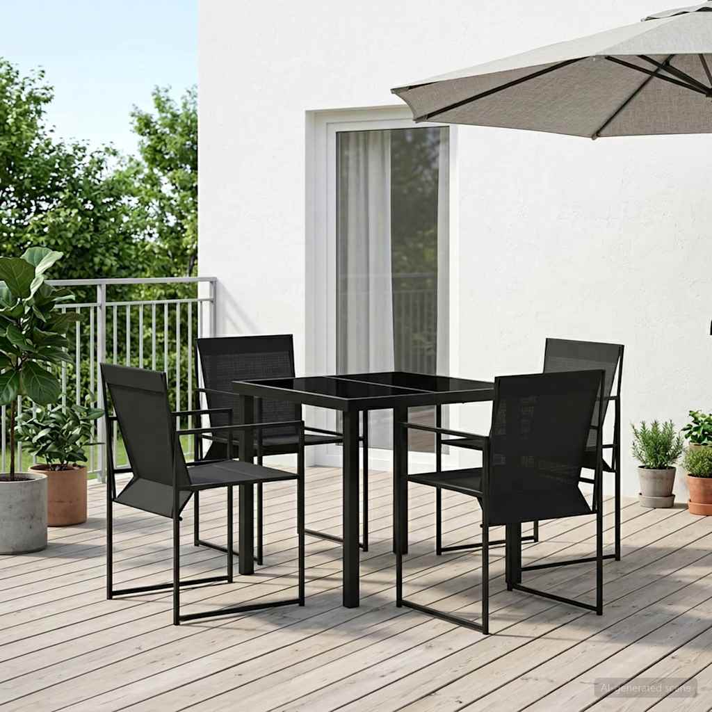 Ensemble de salle à manger pour jardin 5 pcs Noir - XIOS