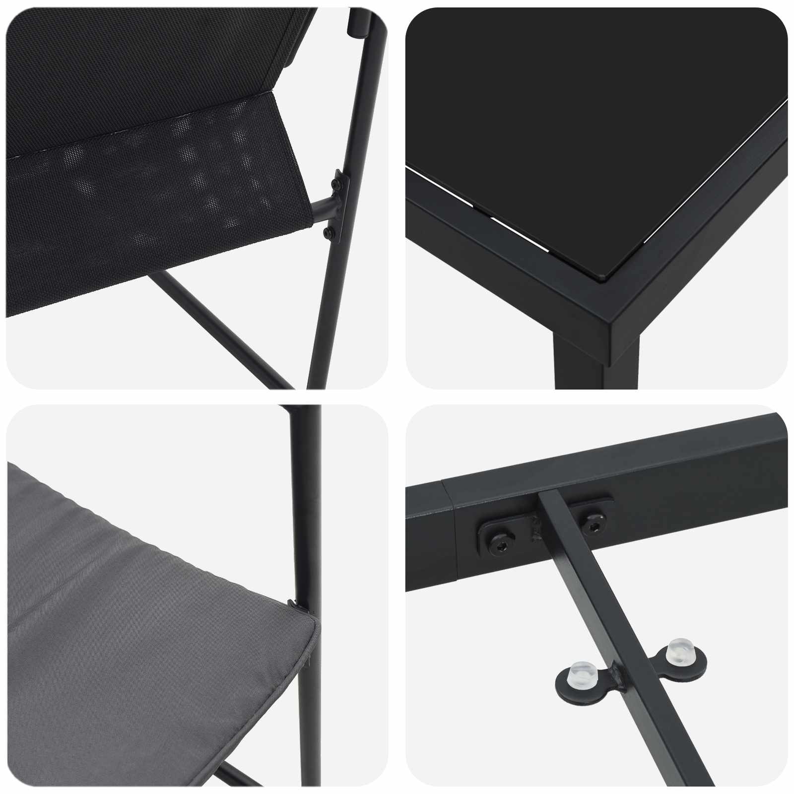 Ensemble de salle à manger pour jardin 5 pcs Noir et anthracite - XIOS
