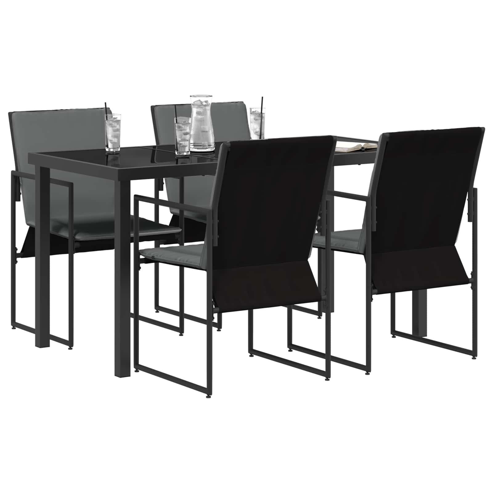 Ensemble de salle à manger pour jardin 5 pcs Noir et anthracite - XIOS